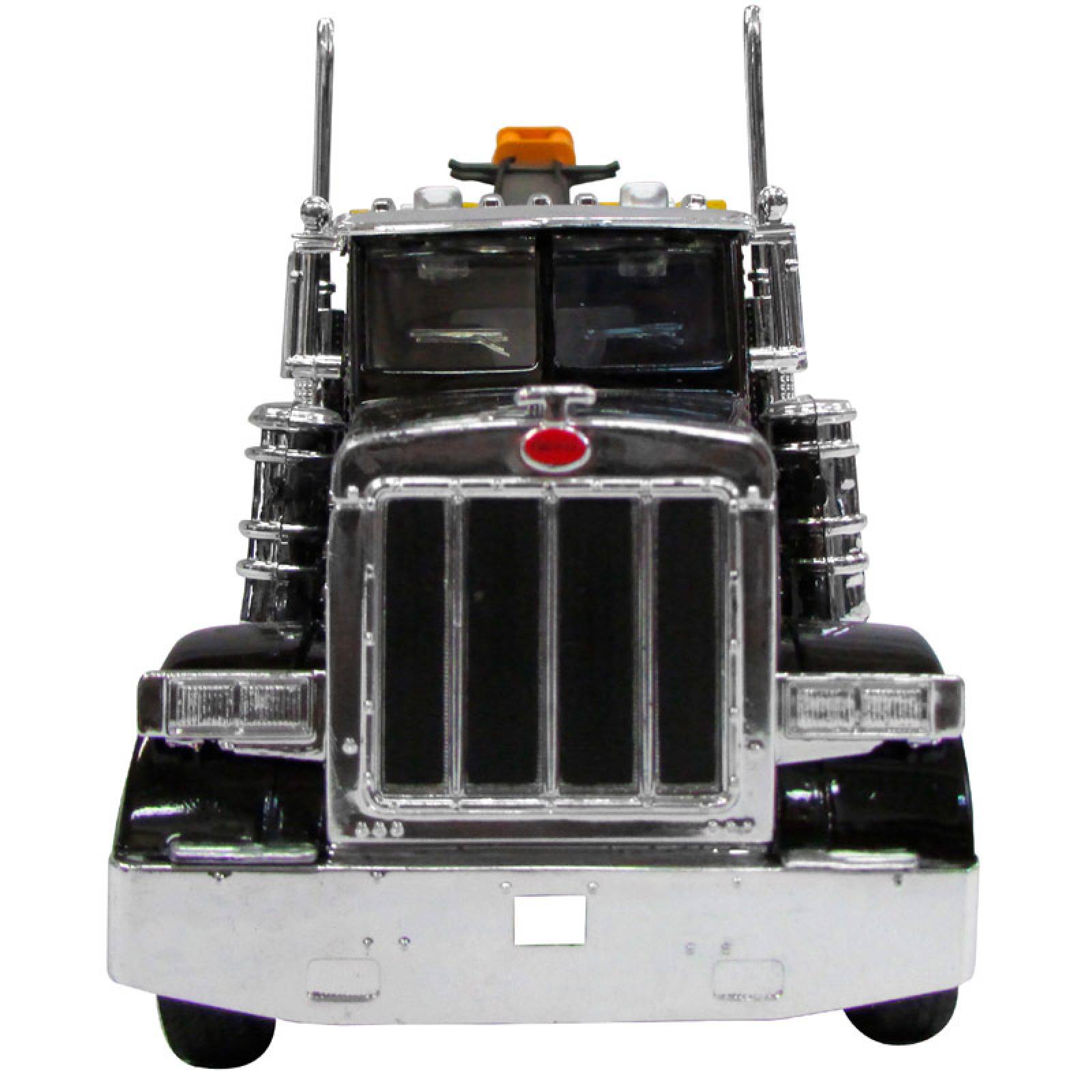TRACTOCAMION PETERBILT 379 NEGRO GRUA REMOLQUE CON TRACTOCAMION PETERBILT 387 ROJO ESCALA 1:43