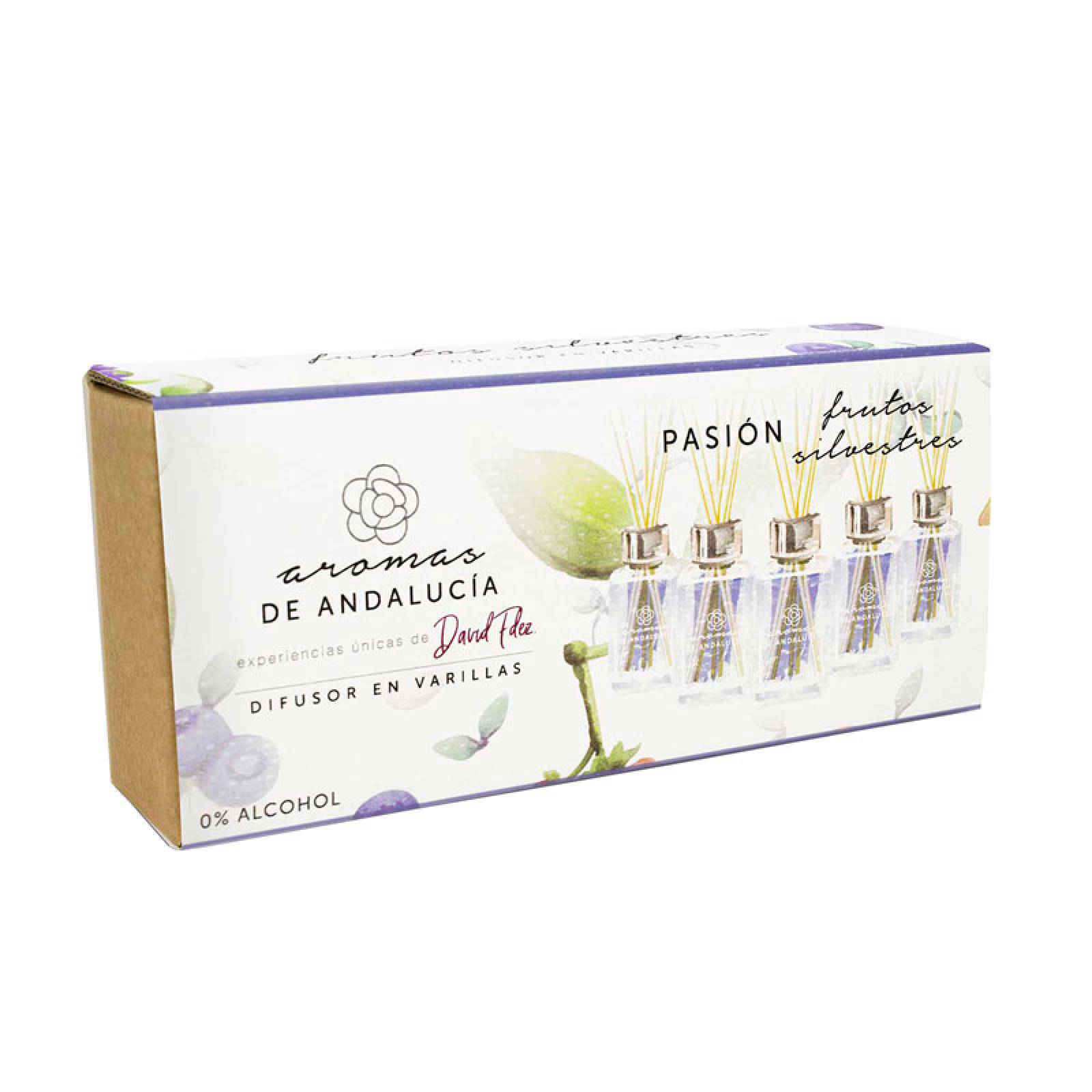 KIT DIFUSOR EN VARILLAS AROMA FRUTOS SILVESTRES 5 PZAS 30 ML C/U