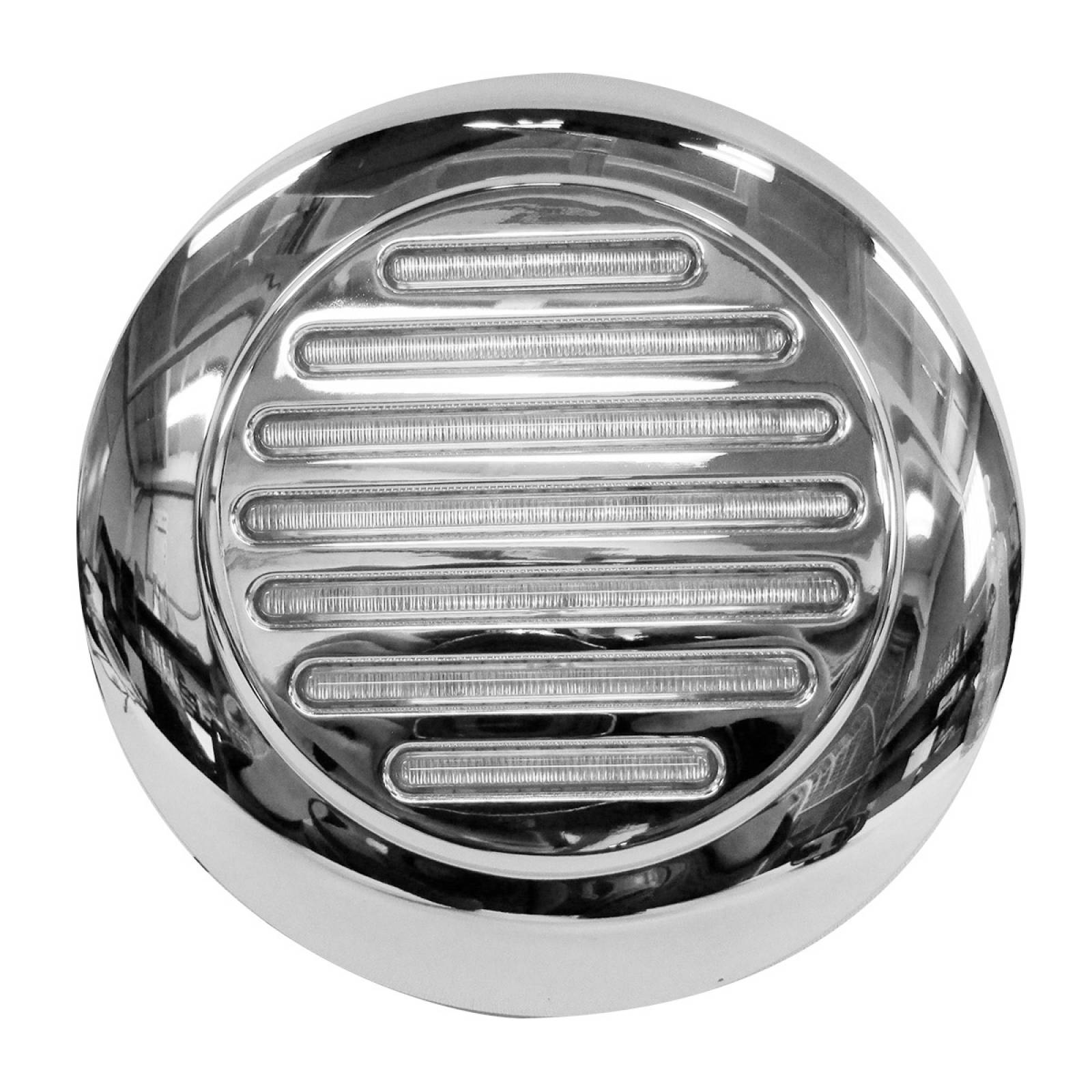 PLAFON REDONDO DE 49 LEDS ROJO/AZUL CON BISEL CROMADO ALTA/BAJA DE 4 PG