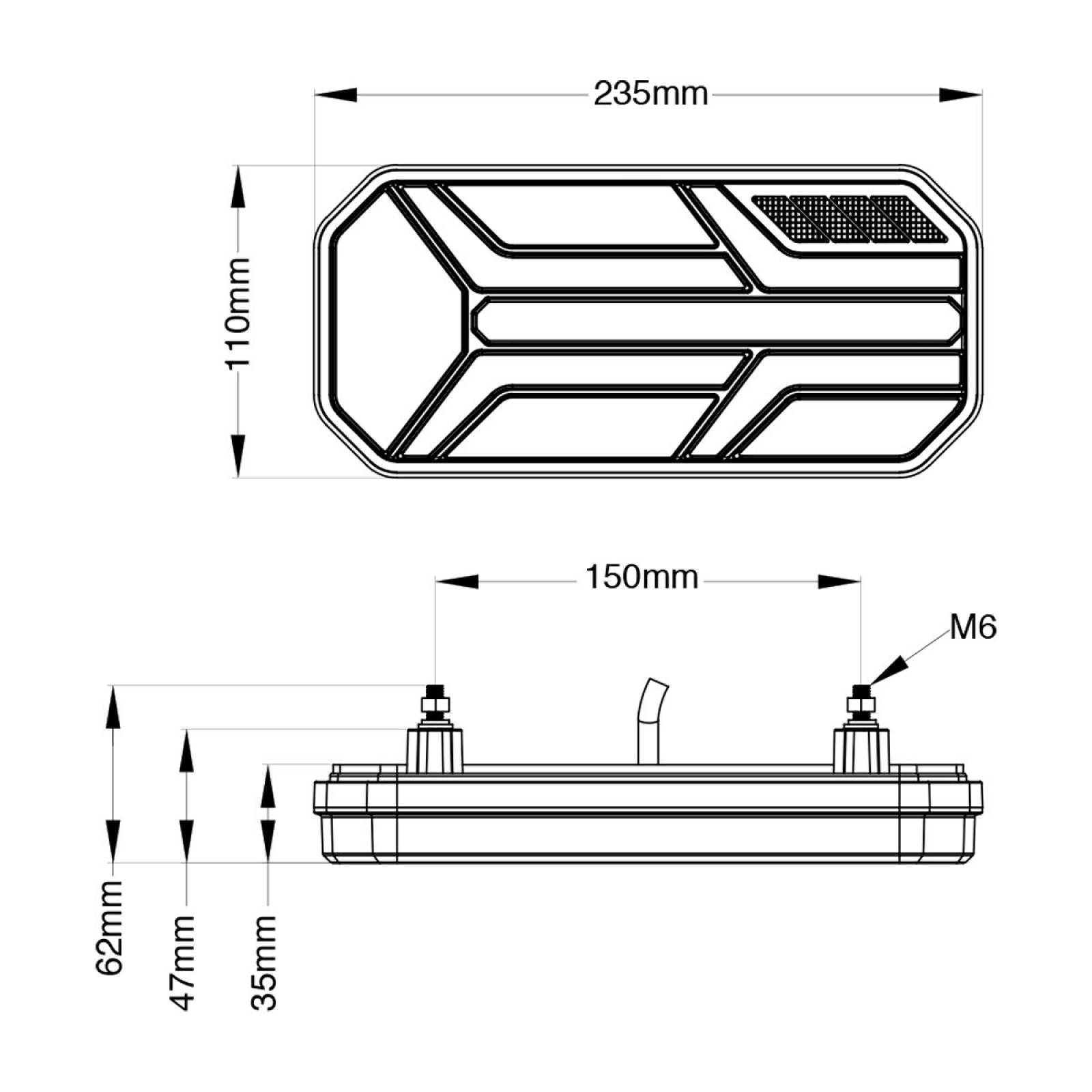 PLAFON OVALADO LED CON DOBLE FLECHA AMBAR/ROJO DERECHO 9.2 PG