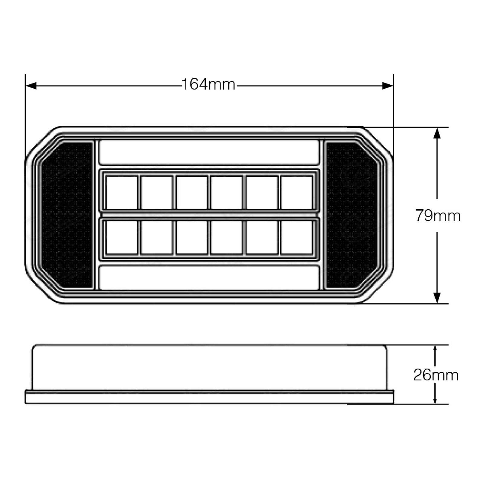 PLAFON RECTANGULAR DE LED CON REFLEJANTE REVERSERO IZQUIERDO ROJO/BLANCO 6.5 PG