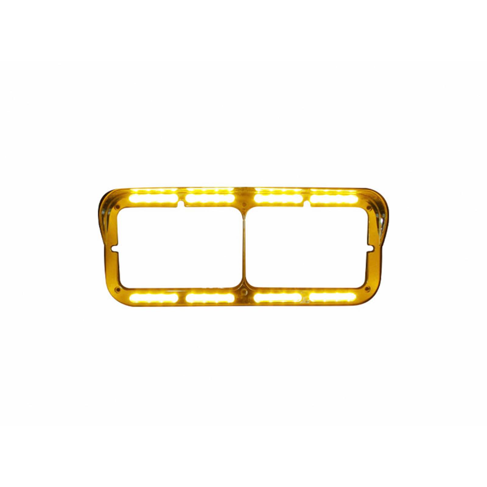 BISEL DE FARO PARA KENWORTH T600/T800 DE 32 LEDS AMBAR CROMADO