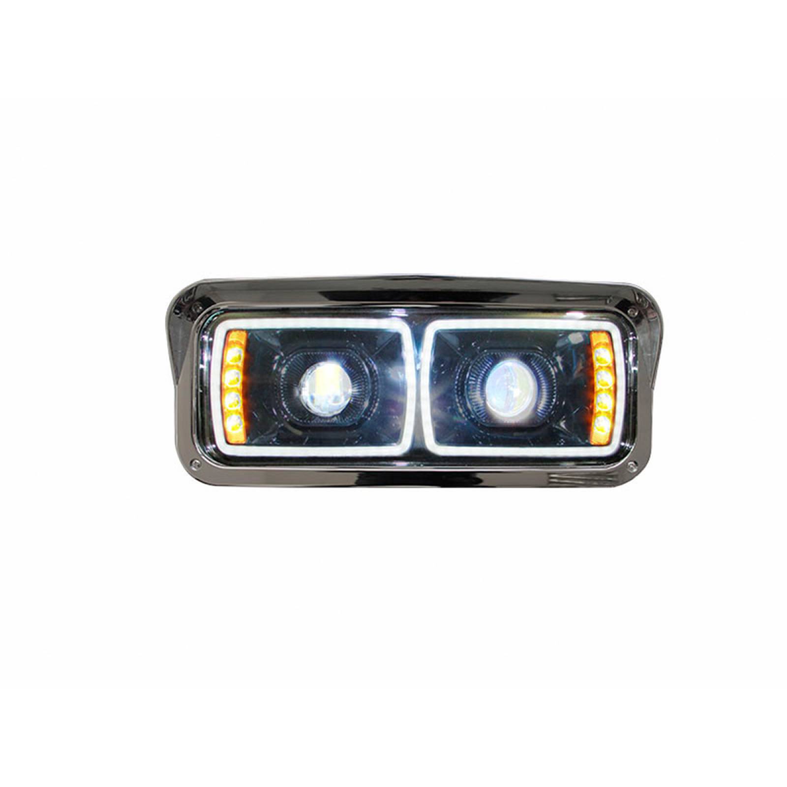 FARO PARA KENWORTH T600/T800 LUZ LED CON OJO DE ANGEL FONDO NEGRO IZQUIERDO