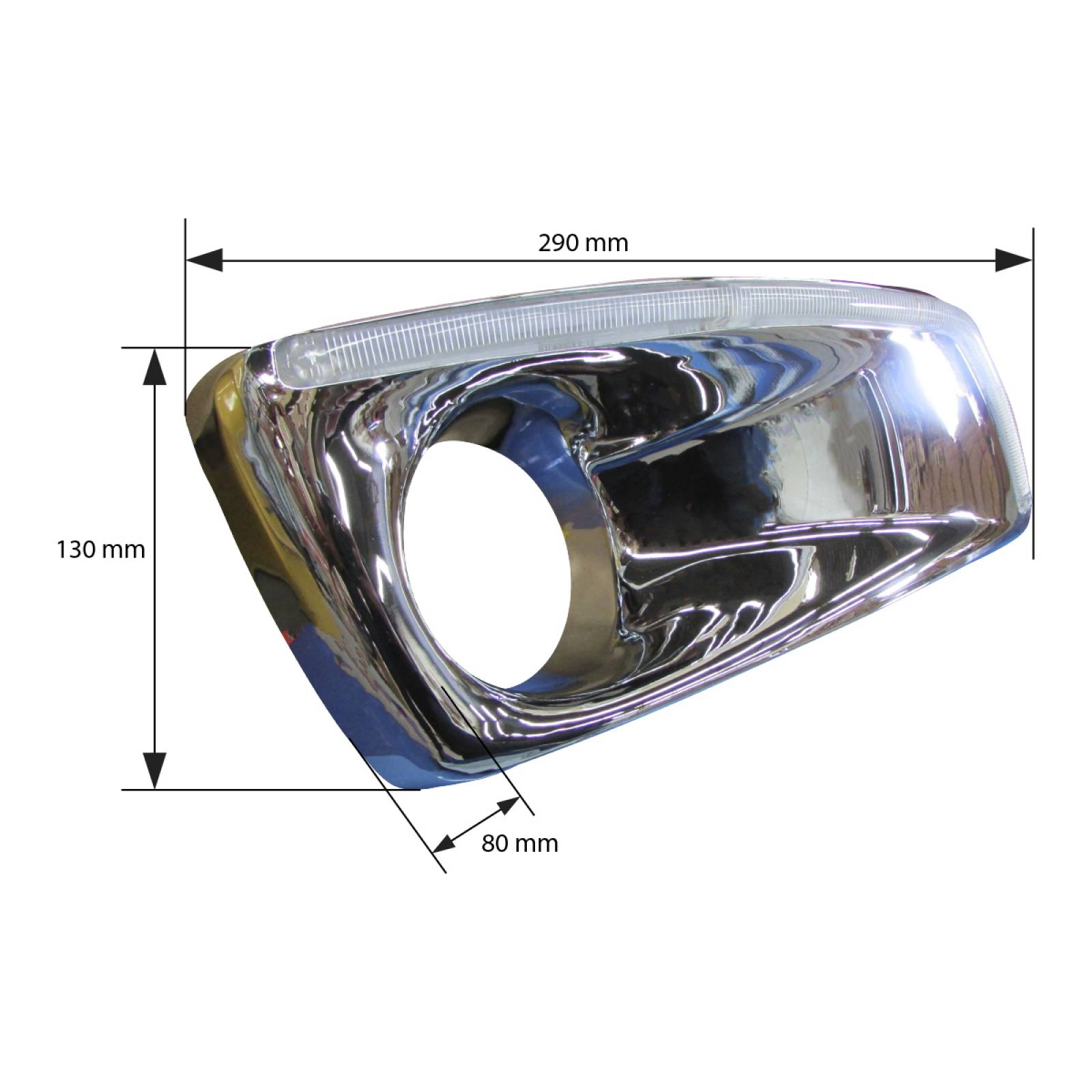 BISEL DE DEFENSA PARA KENWORTH T660 CON LUZ LED BLANCA CROMADO DERECHO