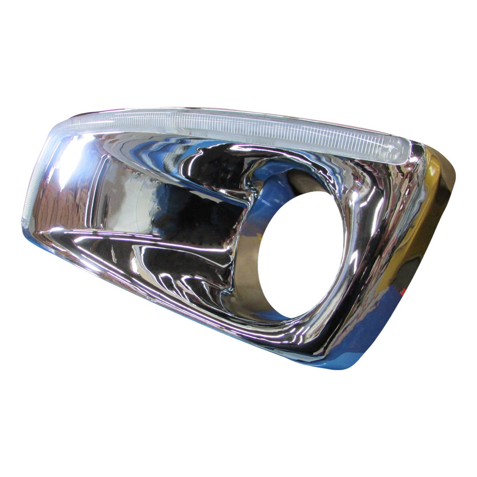 BISEL DE DEFENSA PARA KENWORTH T660 CON LUZ LED BLANCA CROMADO IZQUIERDO