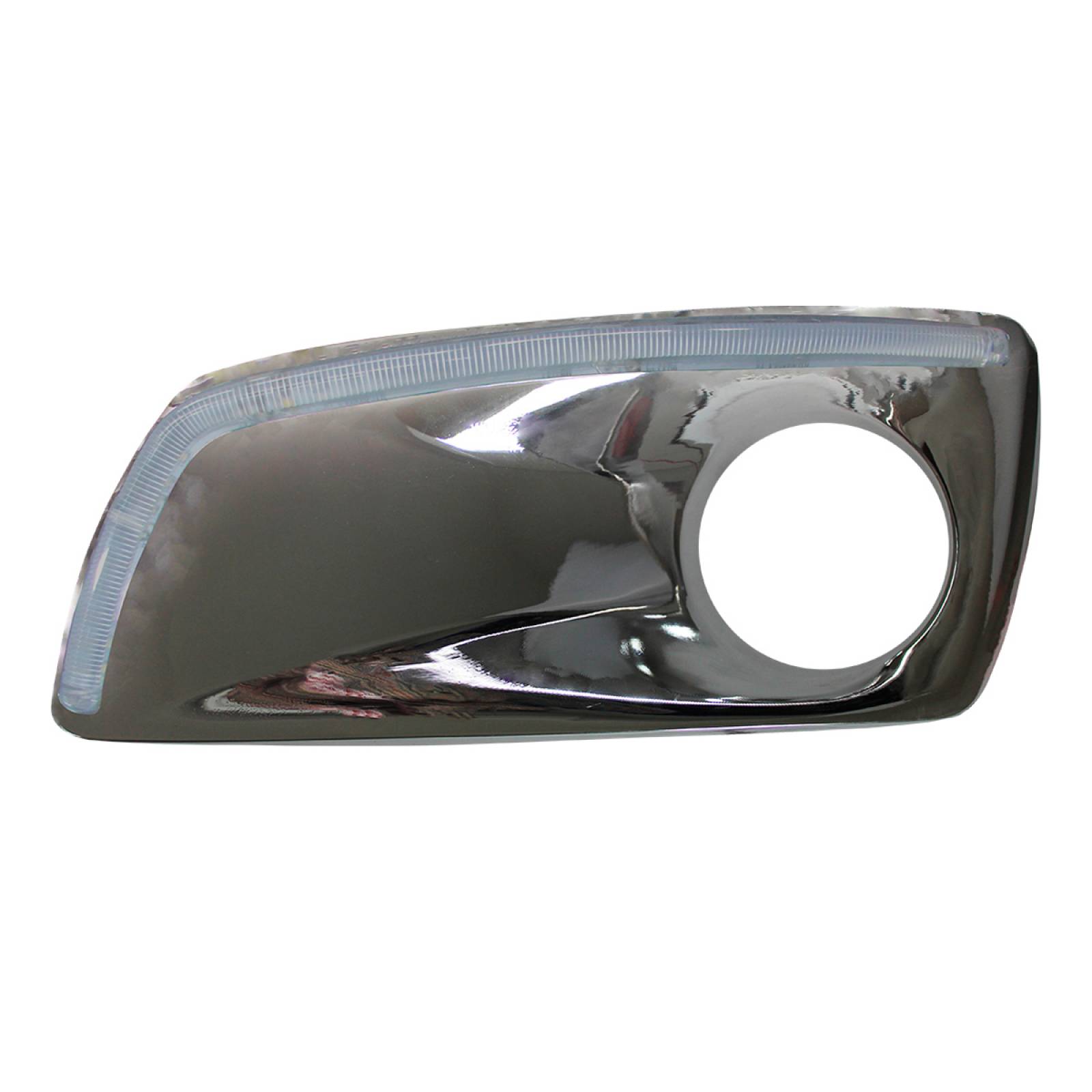 BISEL DE DEFENSA PARA KENWORTH T660 CON LUZ LED BLANCA CROMADO IZQUIERDO