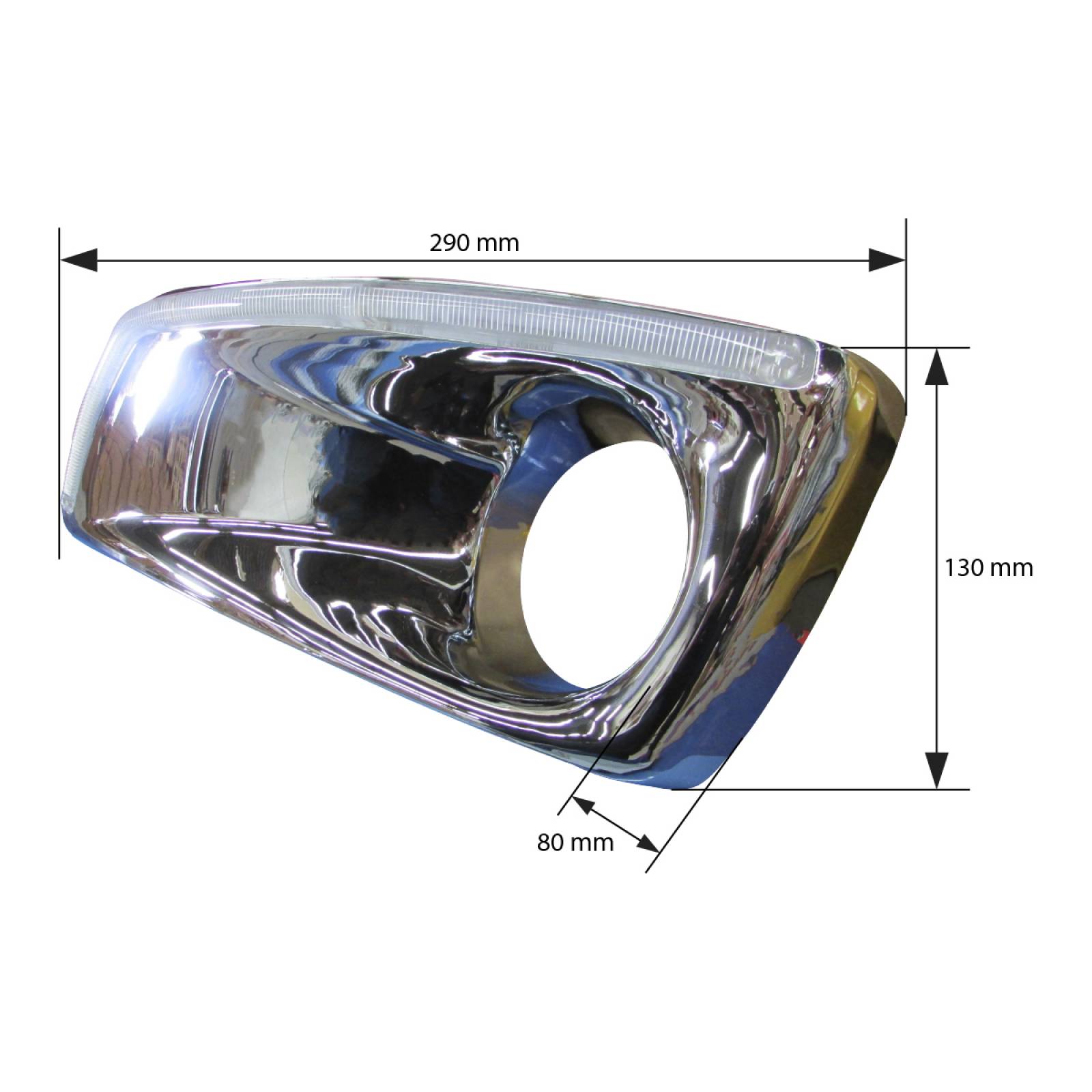 BISEL DE DEFENSA PARA KENWORTH T660 CON LUZ LED BLANCA CROMADO IZQUIERDO