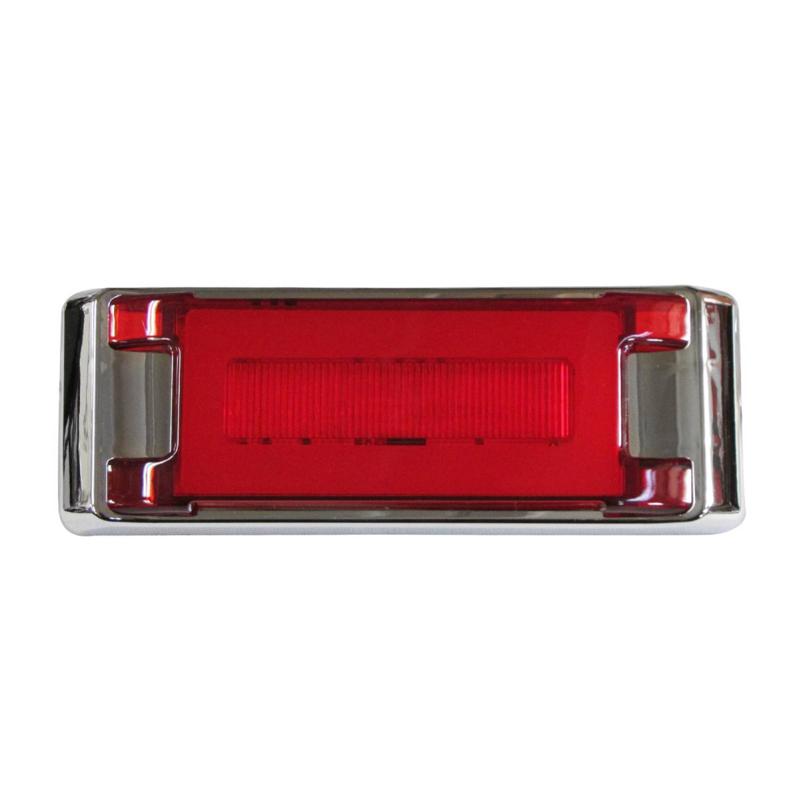 PLAFON RECTANGULAR LATERAL DE LED CON ARILLO DE GEL ALTA/BAJA/ESTROBO CON BISEL CROMADO ROJO