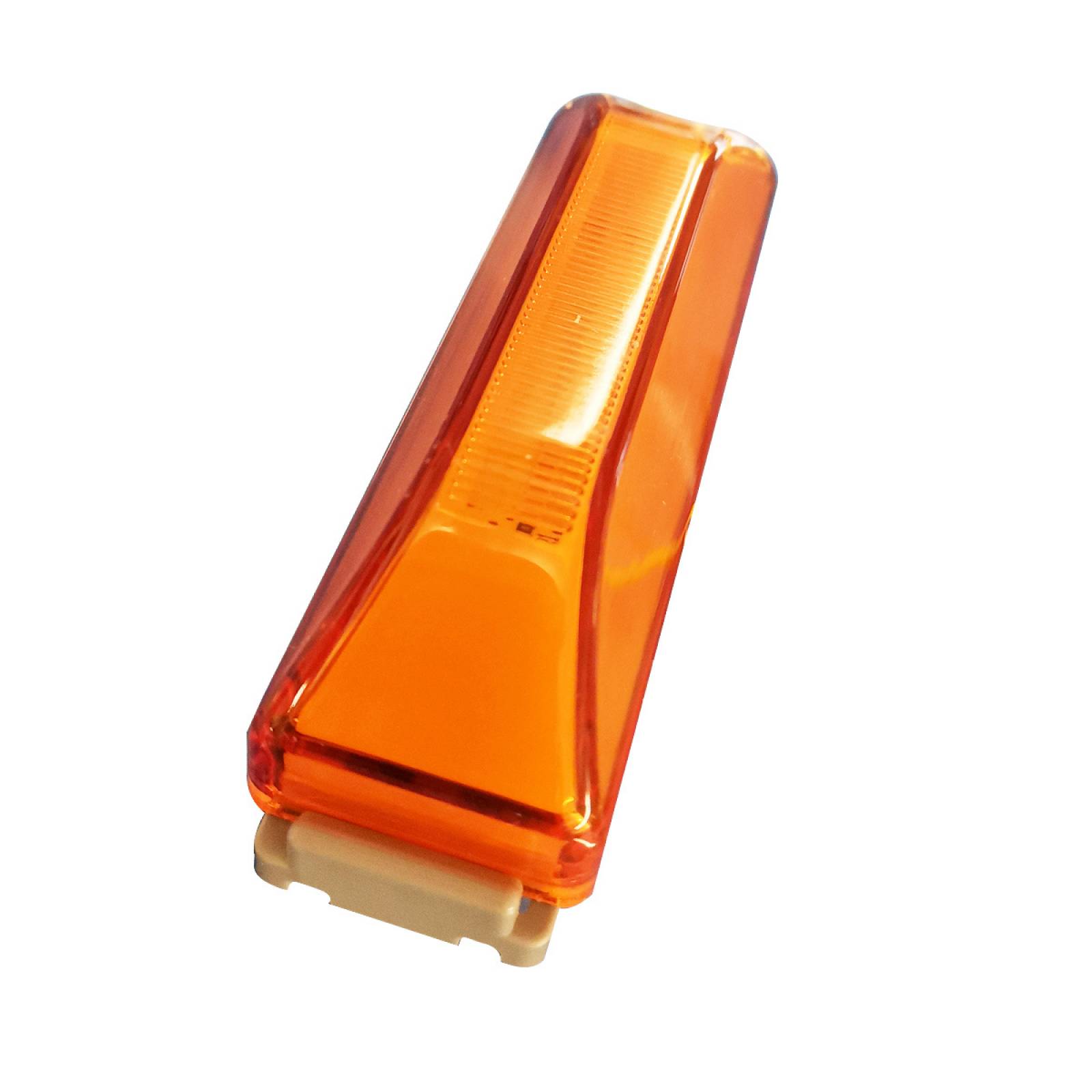 PLAFON RECTANGULAR LATERAL DE 4 LEDS CON ARILLO DE GEL ALTA/BAJA/ESTROBO CON BISEL CROMADO AMBAR