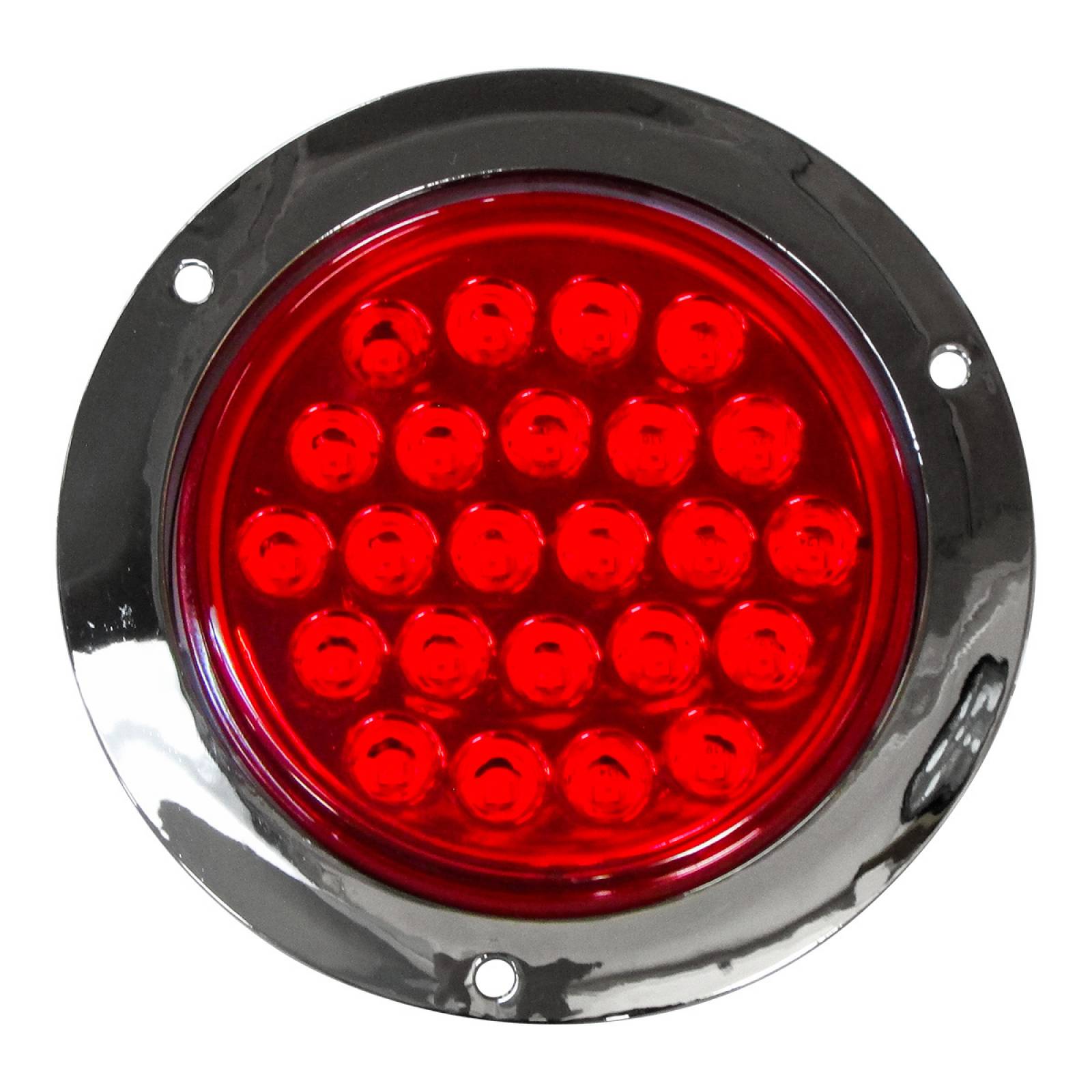 PLAFON REDONDO DE 24 LEDS LUZ FIJA/ESTROBO CON BISEL CROMADO DE 4 PG ROJO