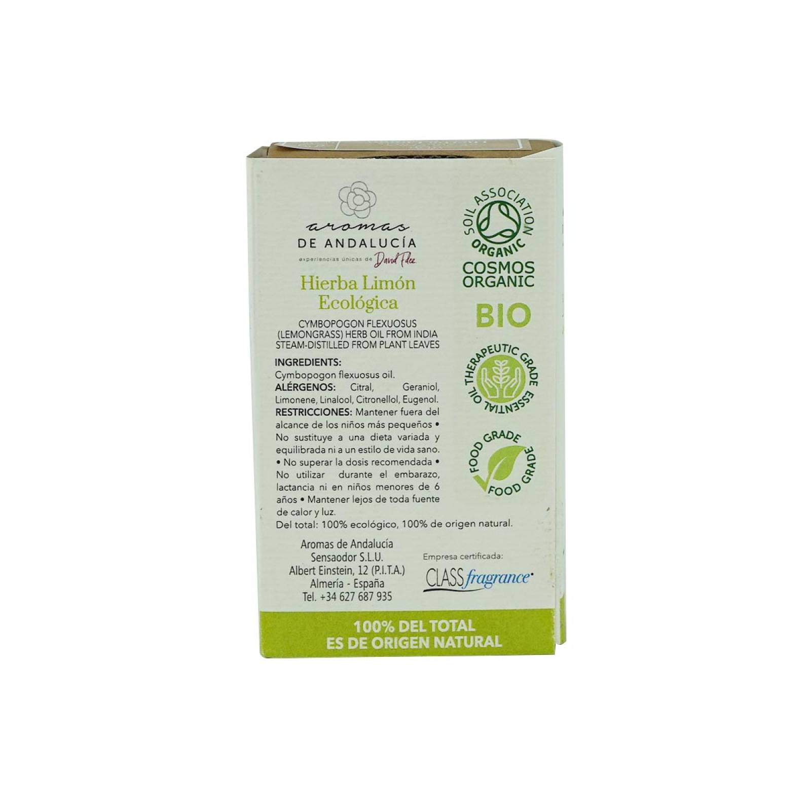 Aceite Esencial BIO Andalucia Aroma a Hierba de Limon 10 ml