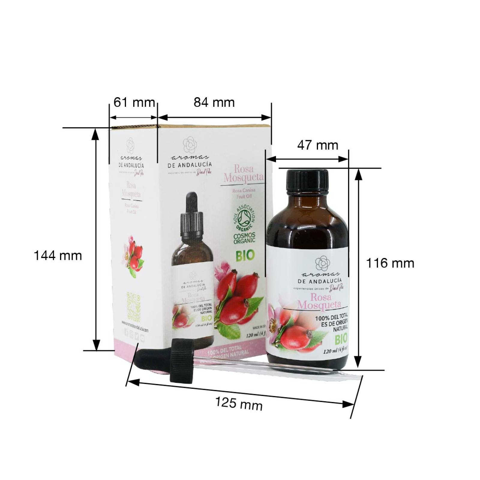 Aceite Vegetal Natural BIO Andalucia Aroma a Rosa Mosqueta 120 ml