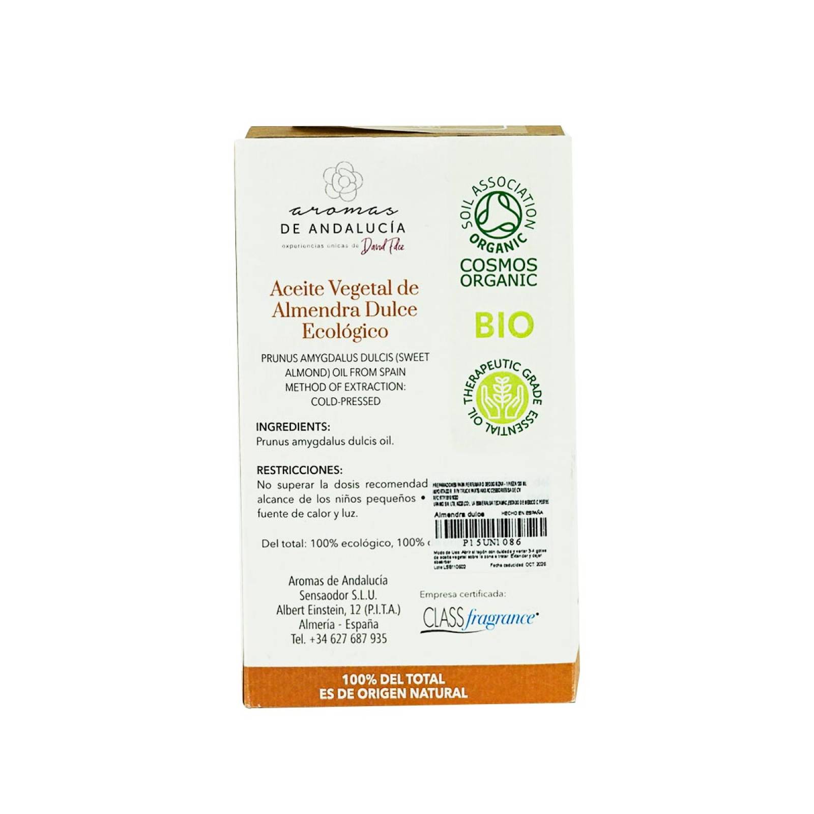 Aceite Vegetal Natural BIO Andalucia Aroma a Almendra Dulce 120 ml