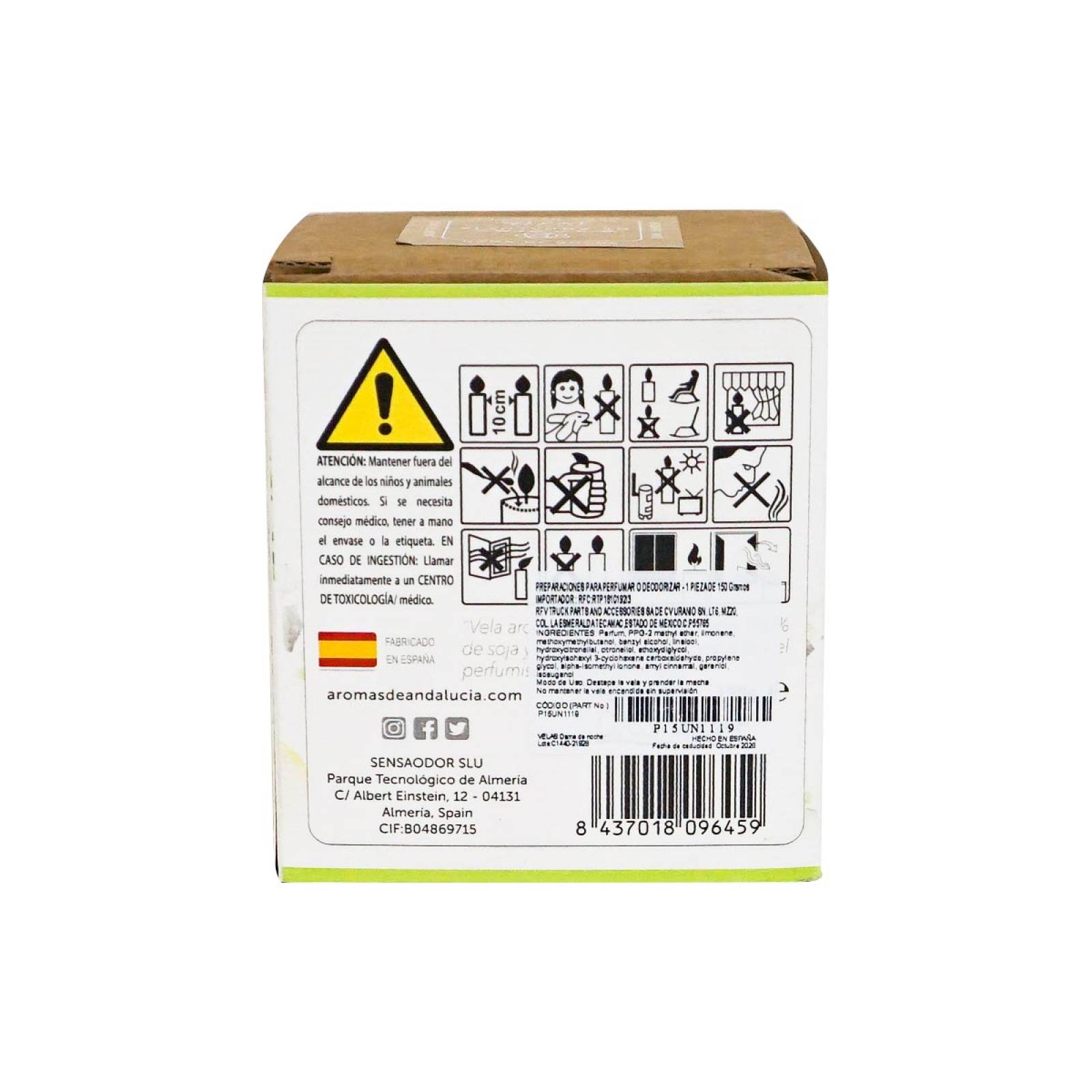 Vela Aromatica de Soja Esencia Aroma a Dama de noche 150 gramos