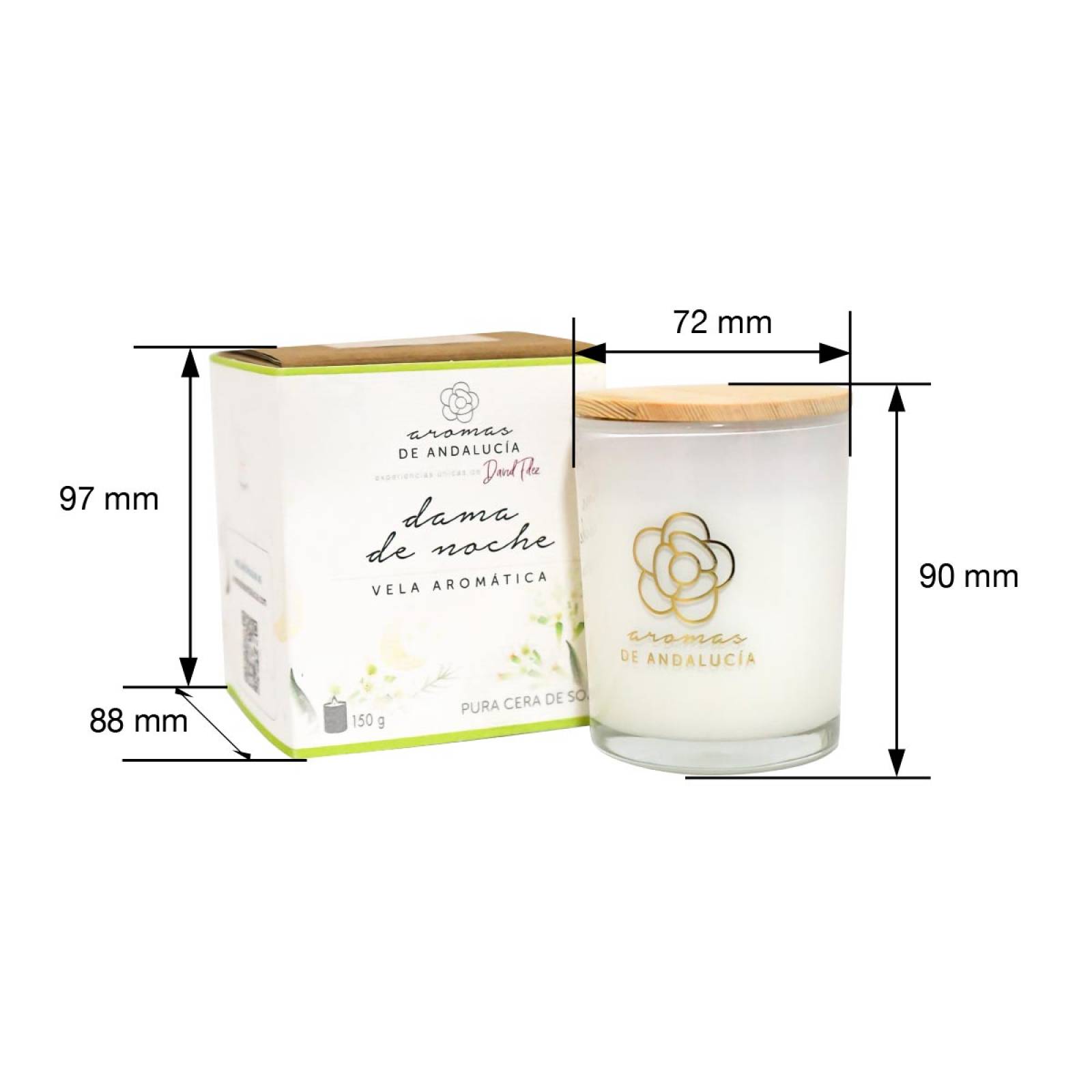 Vela Aromatica de Soja Esencia Aroma a Dama de noche 150 gramos