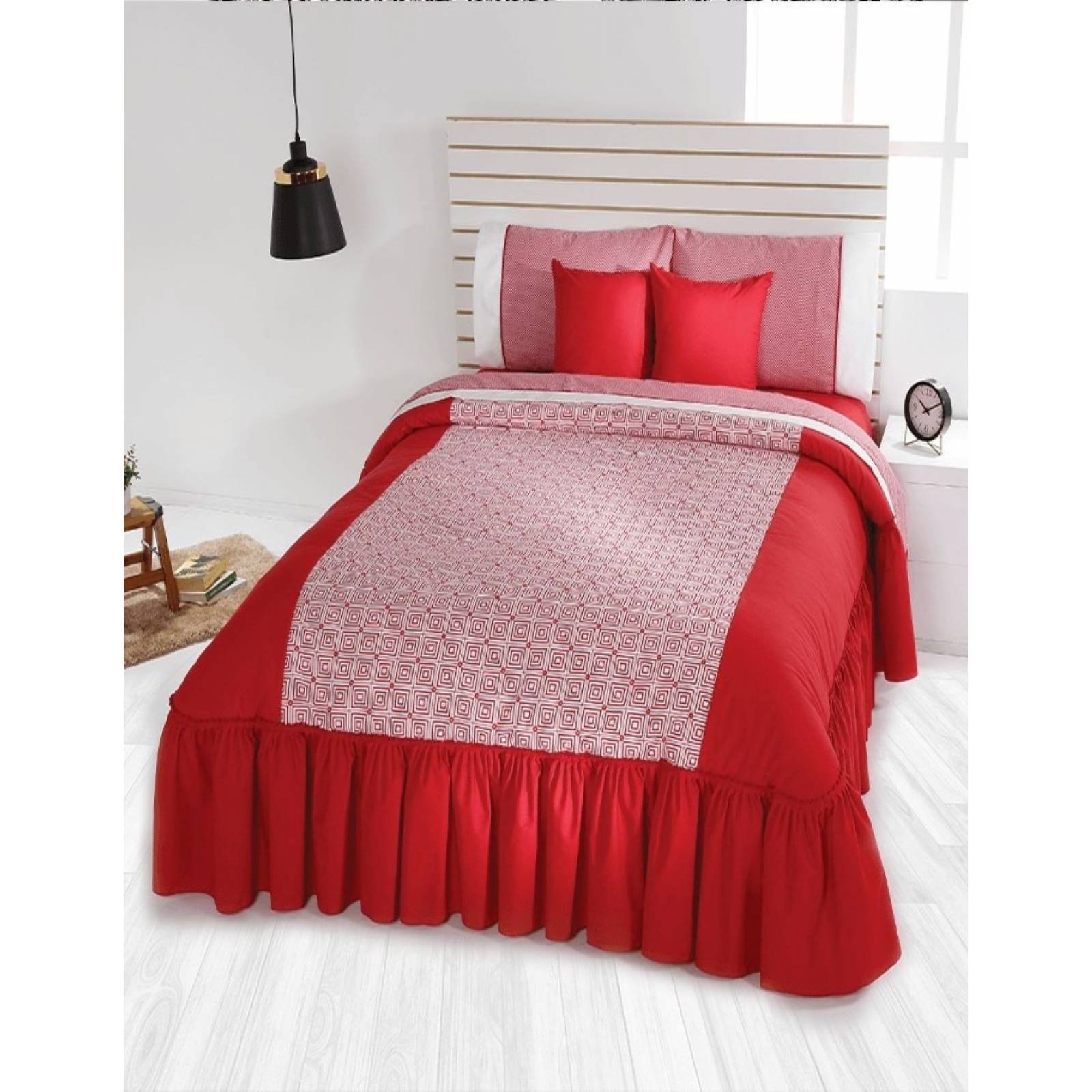 Colcha Competition Linens Baruk Rojo Queen Size 3 Pzas.