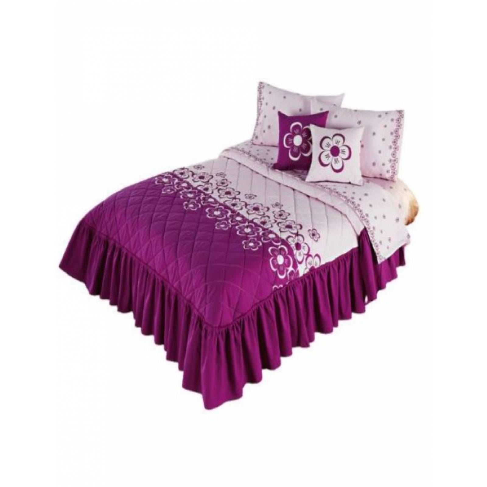 Colcha Competition Linens Floreta Magenta Matrimonial 3pzas.