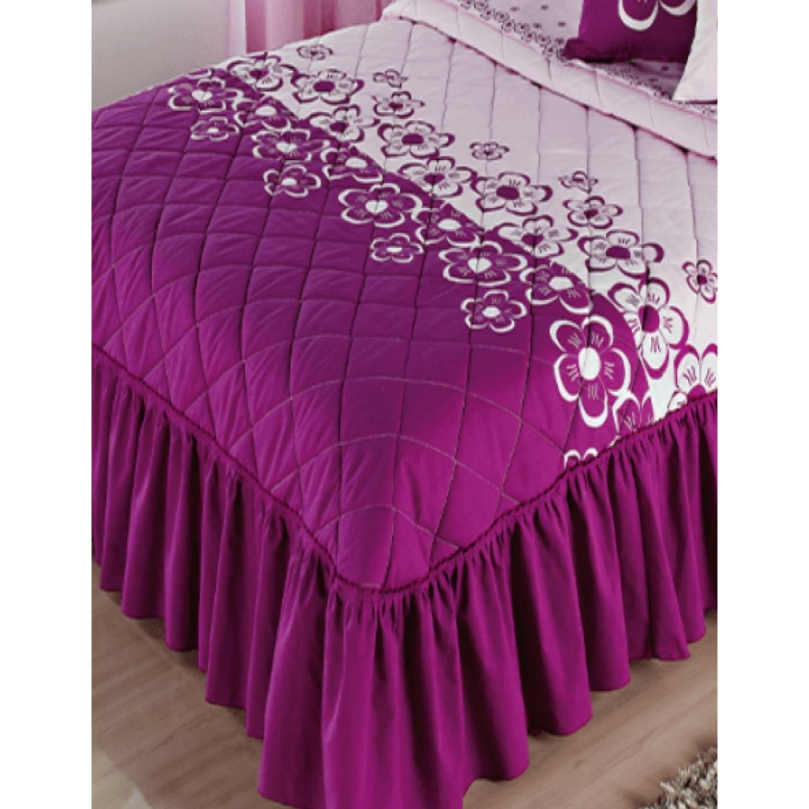 Colcha Competition Linens Floreta Magenta Matrimonial 3pzas.