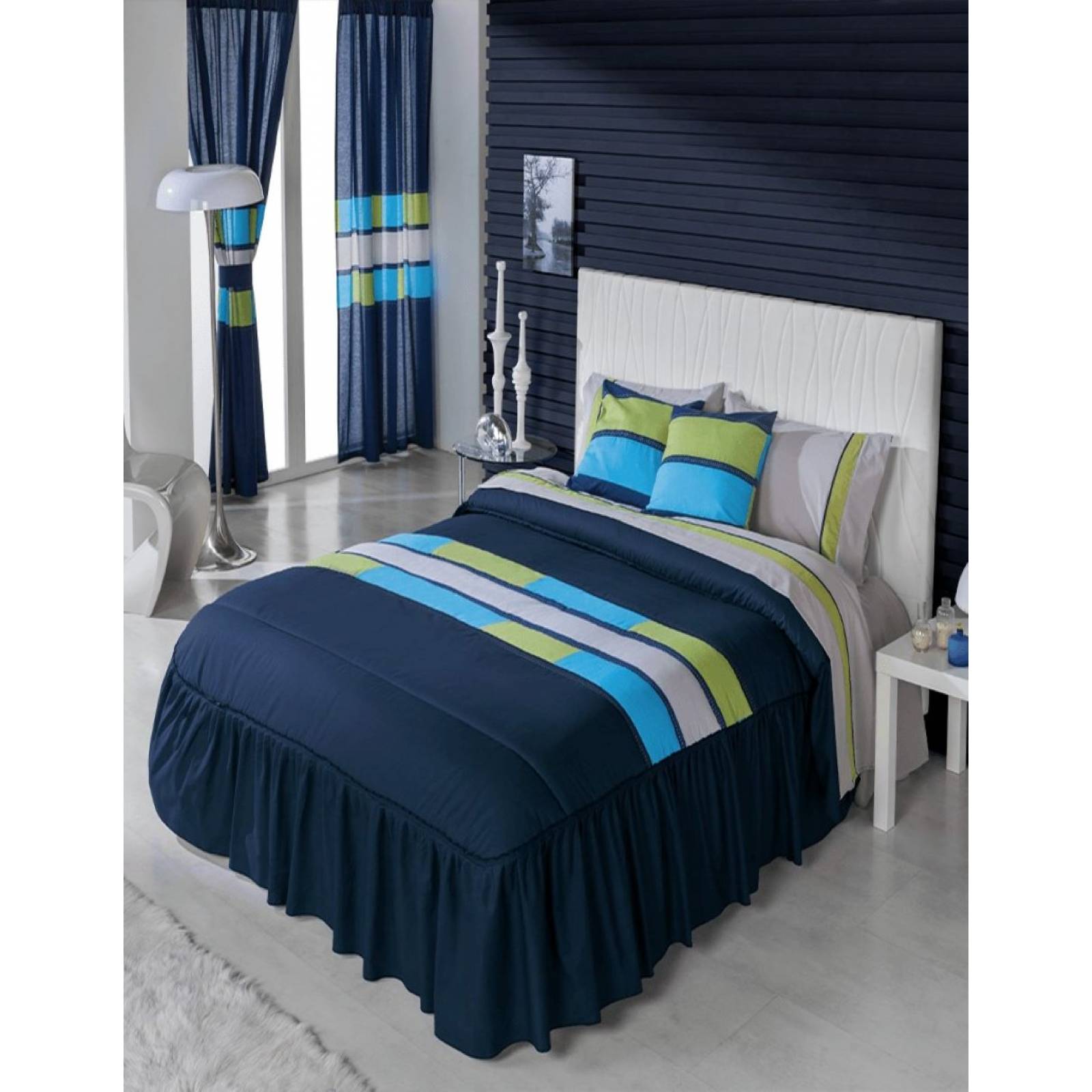 Colcha Competition Linens Kevin Azul King Size 4 Pzas.
