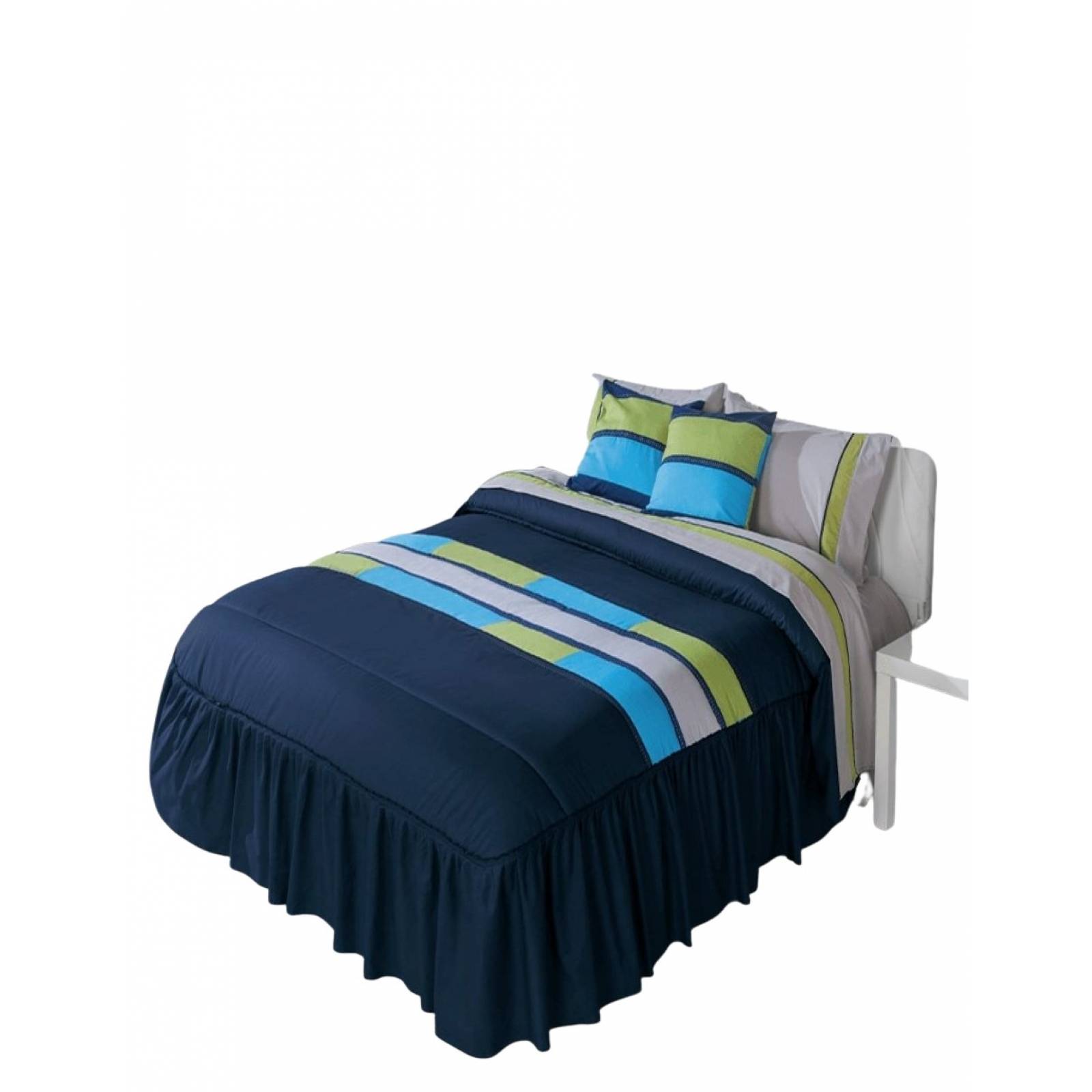 Colcha Competition Linens Kevin Azul Queen Size 3 Pzas.