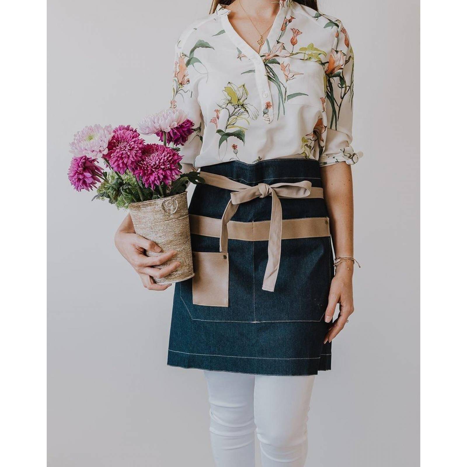 Medio Mandil Pesani Para Chef de Mezcilla Premium Unisex Azul 