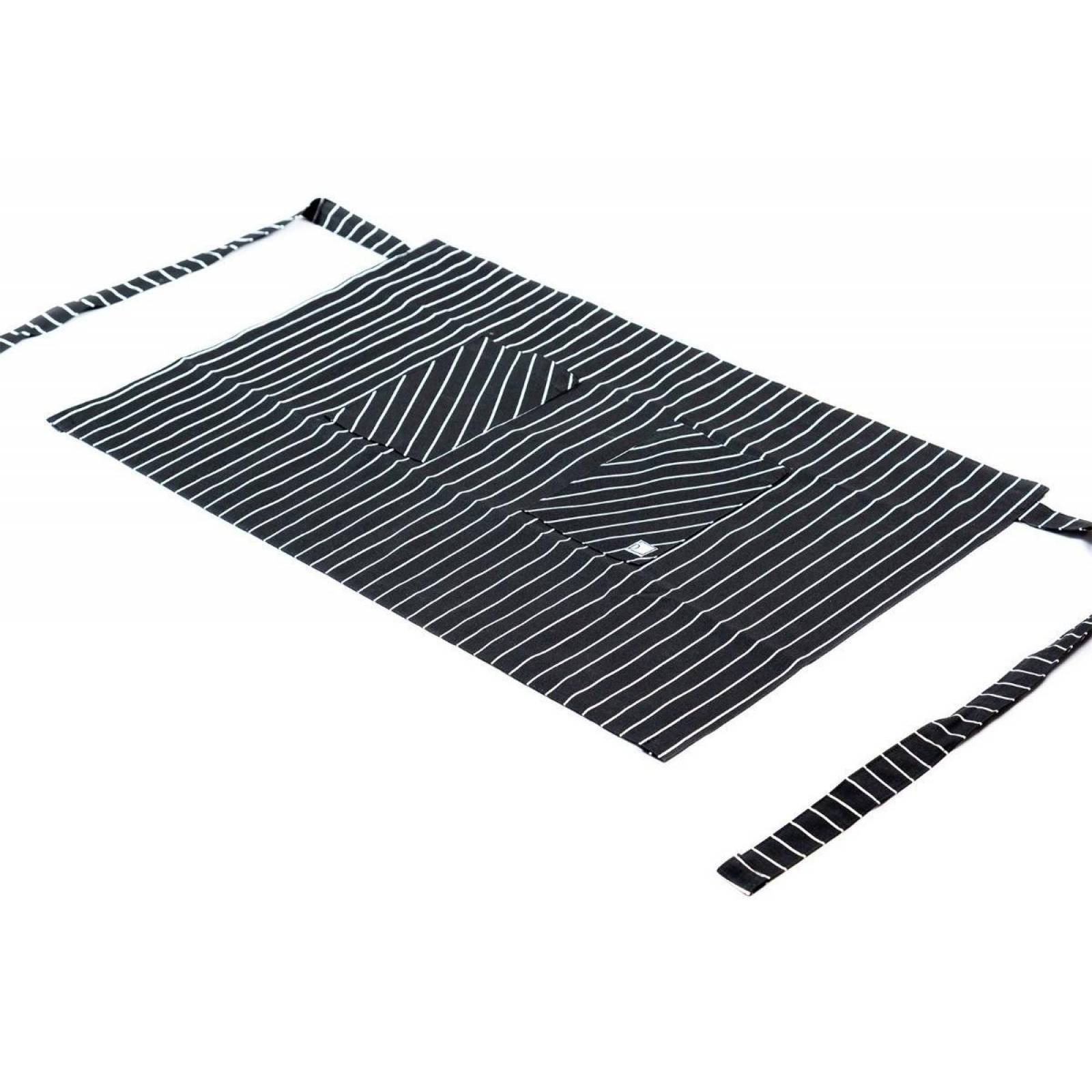 Medio Mandil Pesani Para Chef de Mezcilla Premium Negro Rayado 