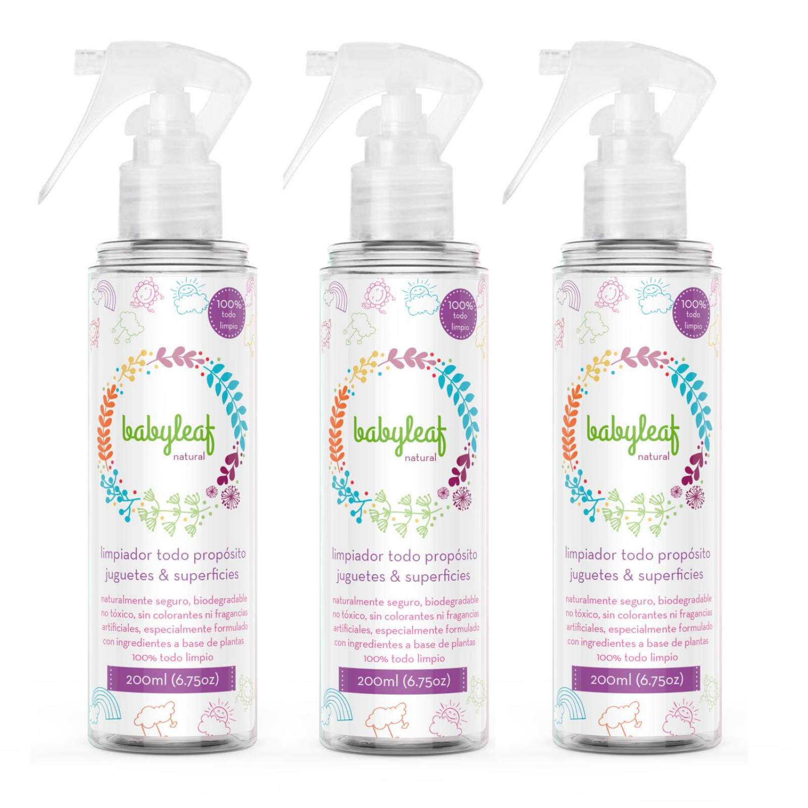 3X Limpiador Todo Propósito Babyleaf, Spray Biodegradable 