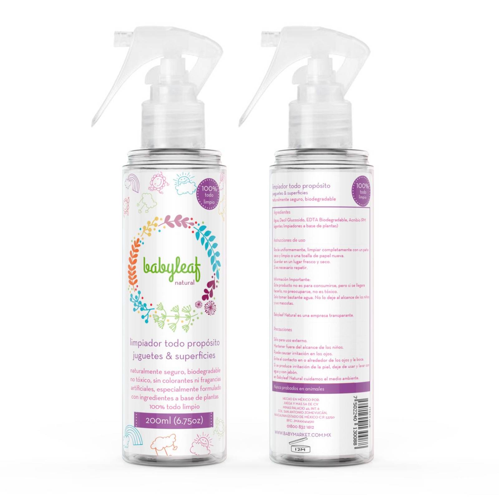 3X Limpiador Todo Propósito Babyleaf, Spray Biodegradable 