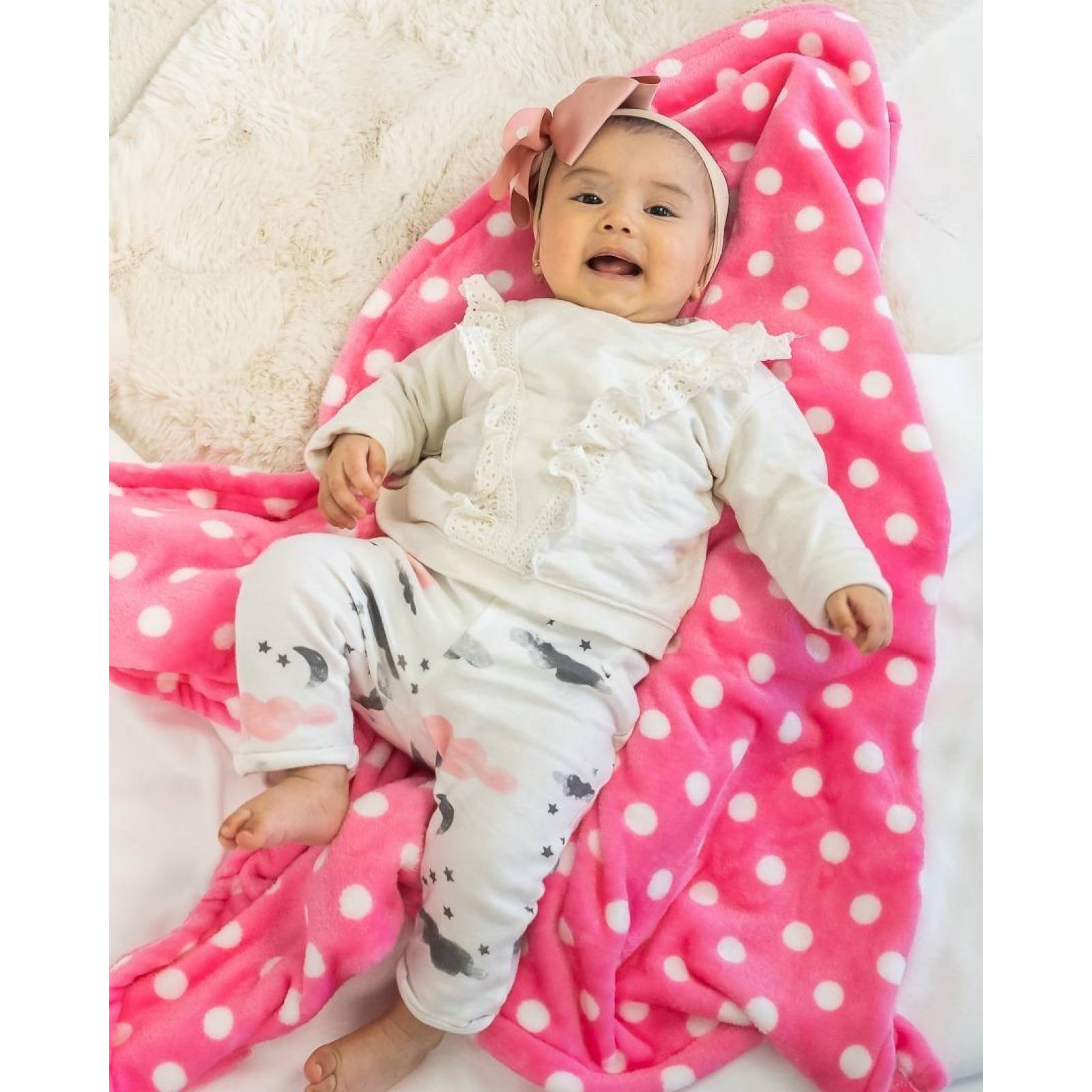 Cobija Para Bebé Calientita Masho, Flannel Polar Suave Rosa Lunar