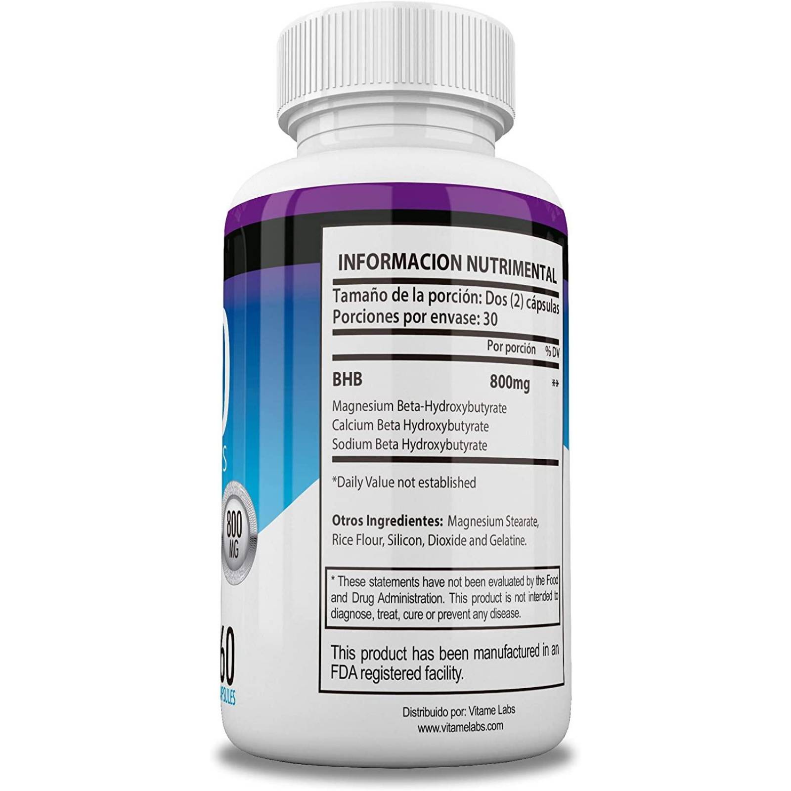 Keto Advanced Original Vitame Labs, Cetonas BHB, 120 Cáps.