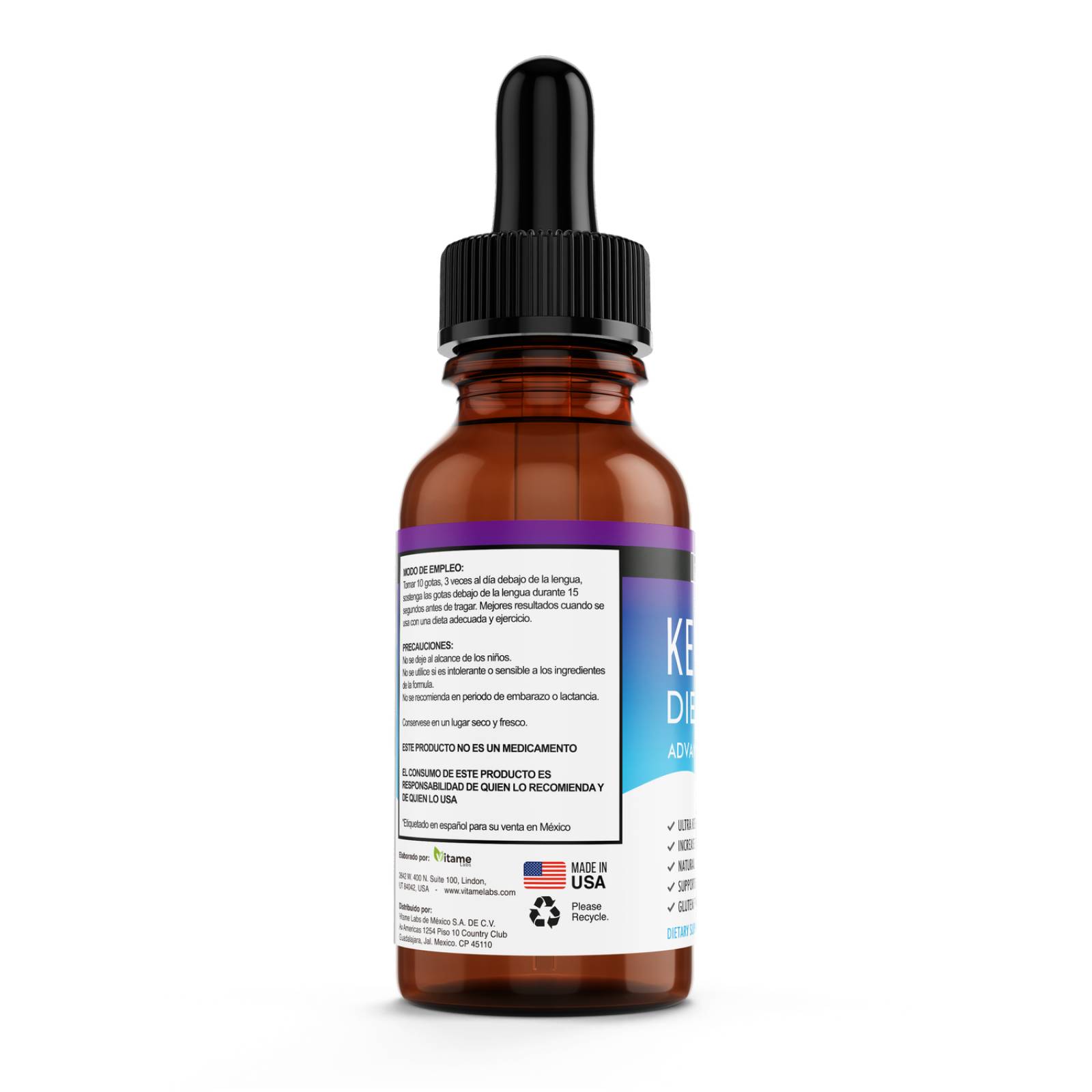 Keto Drops Burn Diet, Suplemento Cetosis Gotas, Vitame Labs 