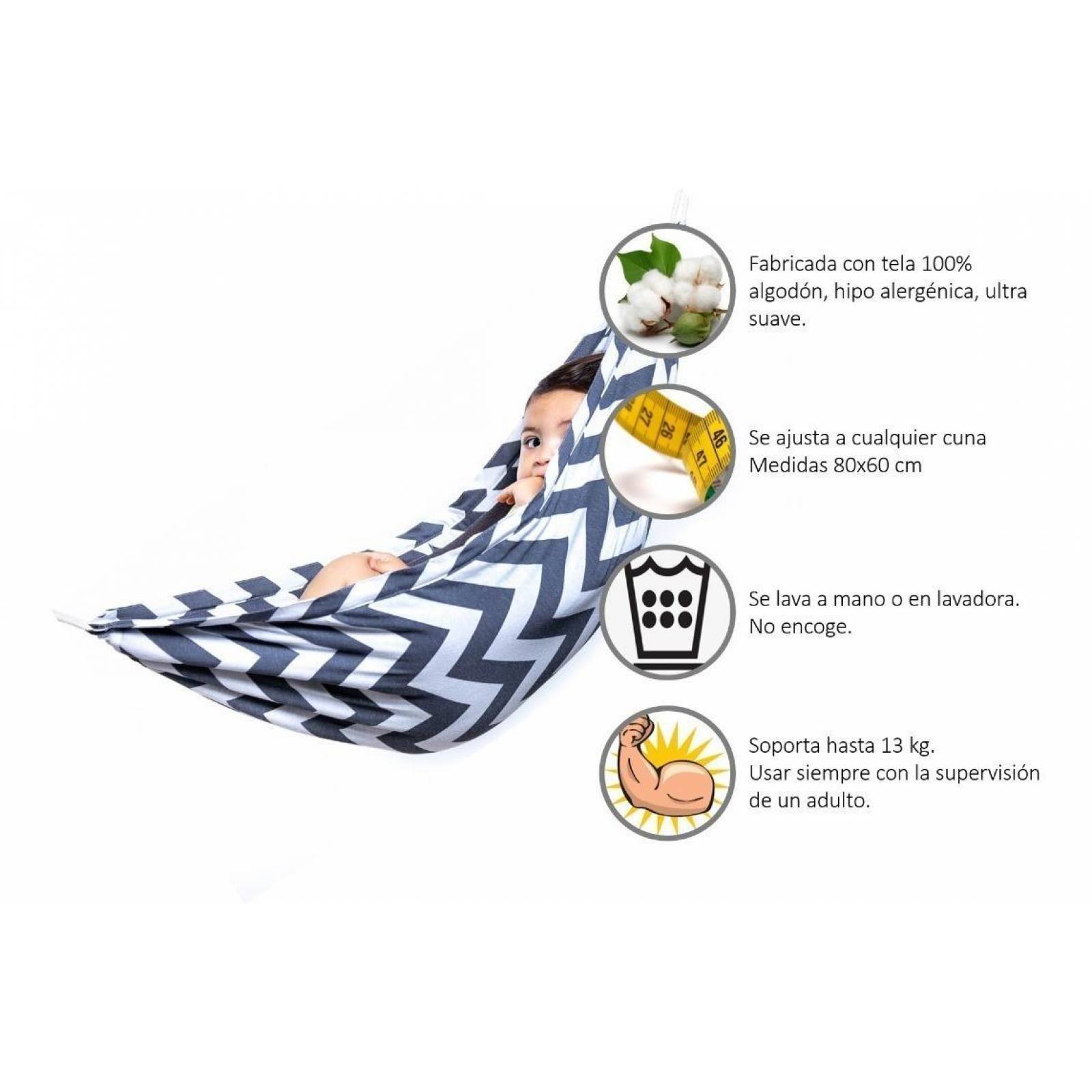 Hamaca de Bebé Masho, Manta Estampada, Regalo Baby Shower ZigZag Azul