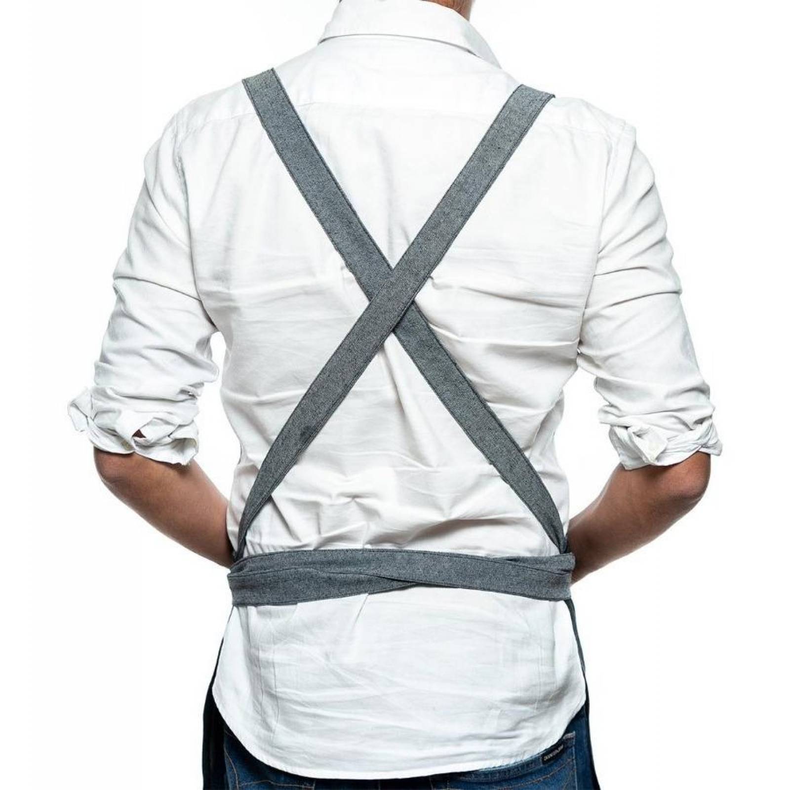 Mandil Delantal Pesani Bicolor de Mezclilla Premium Azul