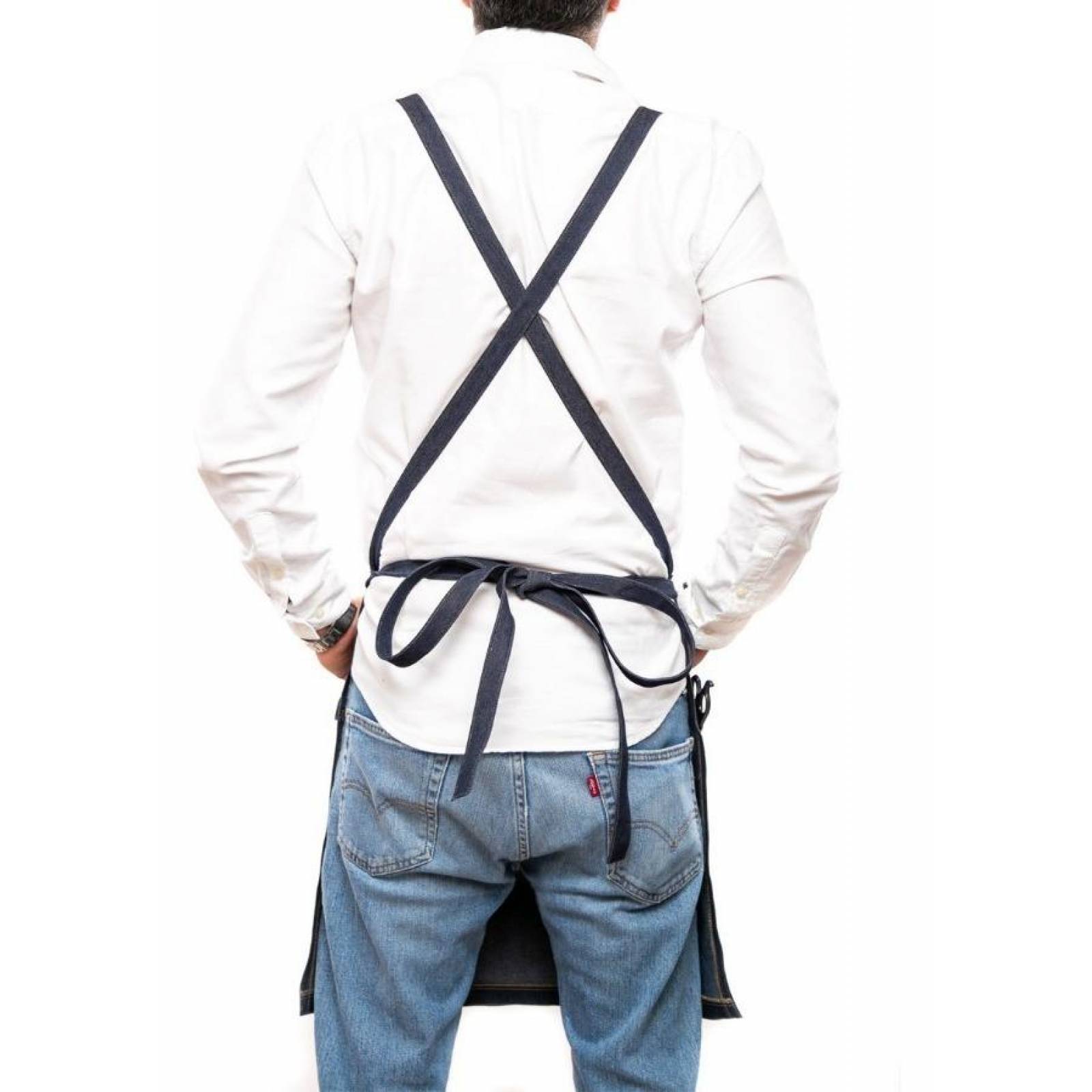 Mandil Delantal Pesani Barbero de Mezclilla Premium Azul Azul marino