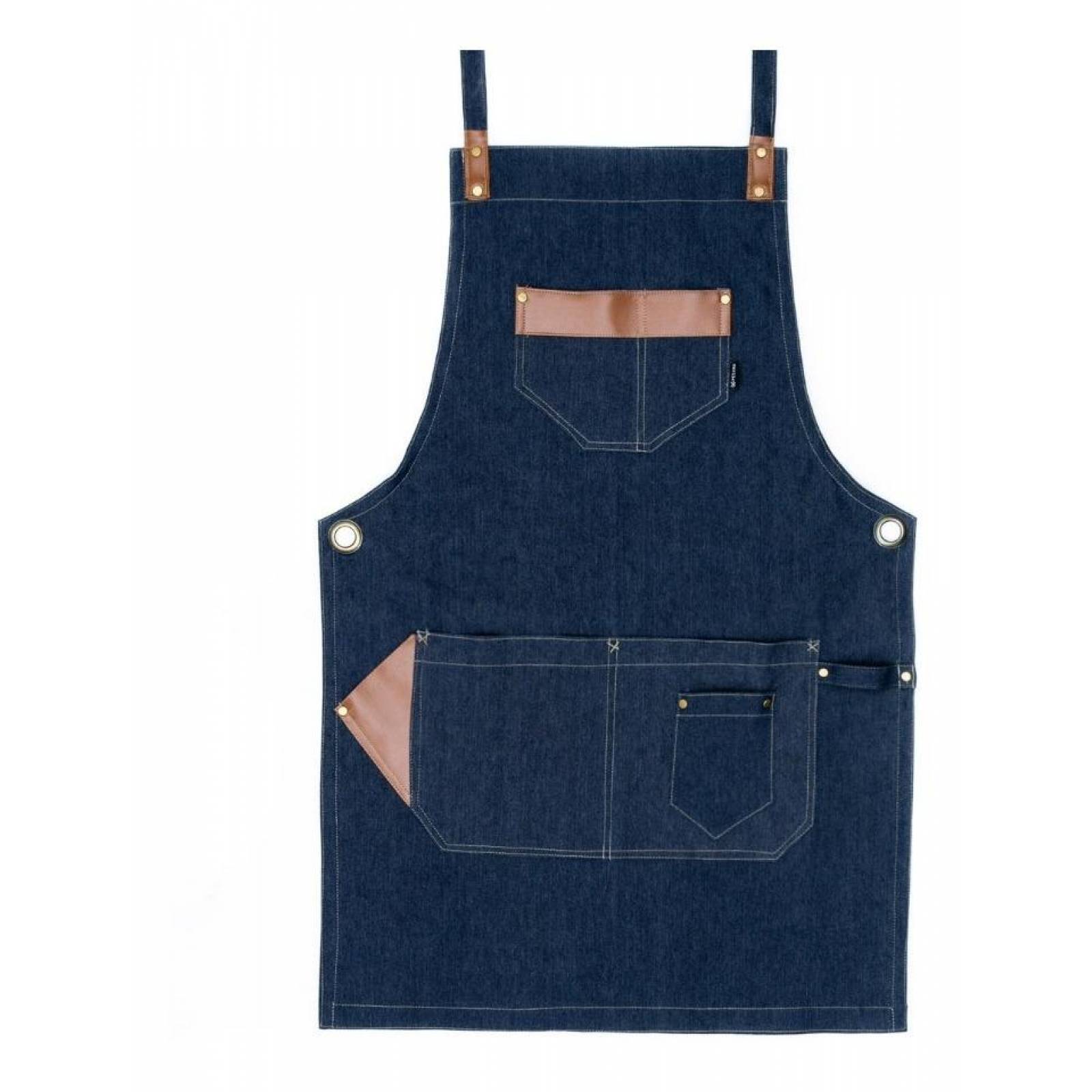 Mandil Delantal Pesani Barbero de Mezclilla Premium Azul Azul marino