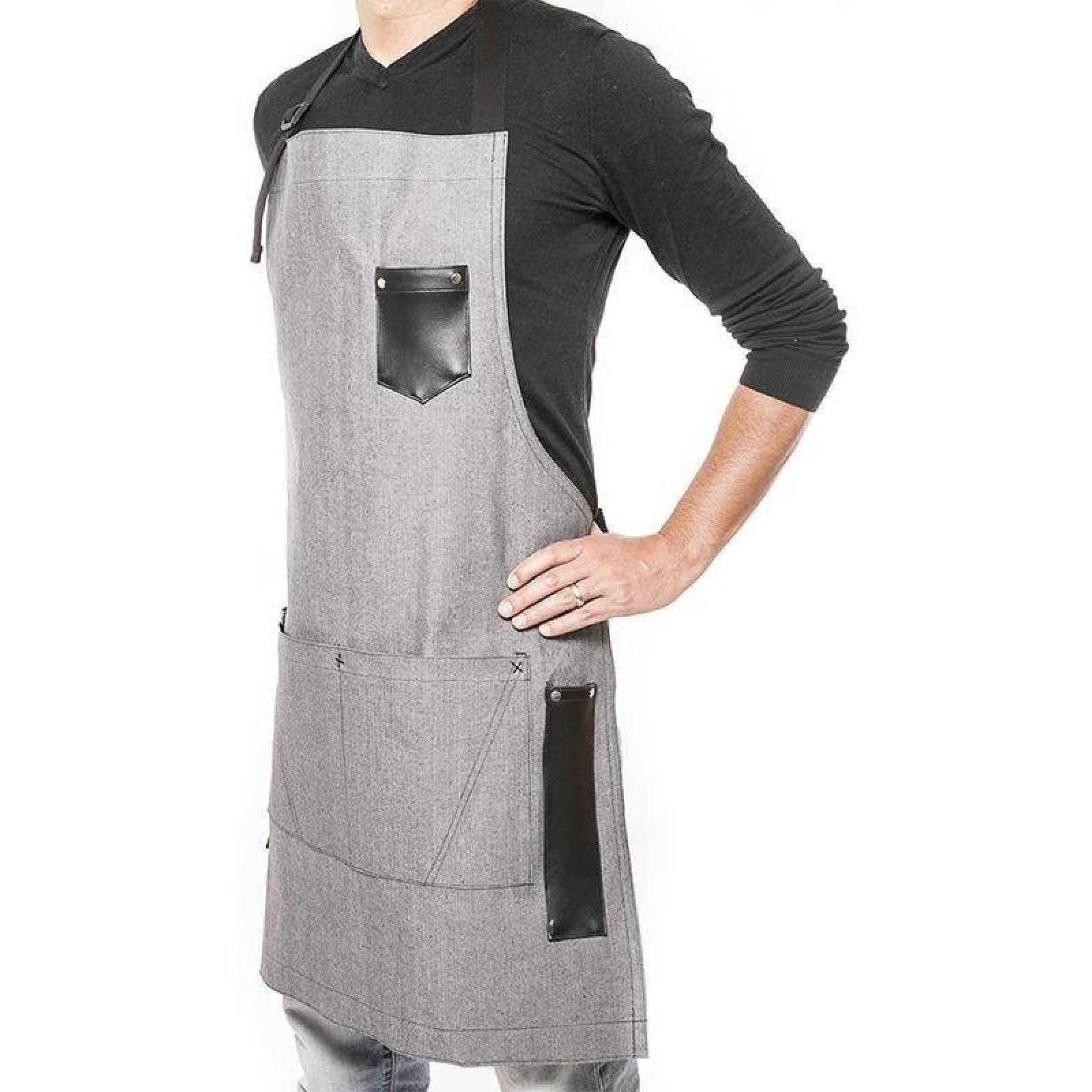 Mandil De Mezclilla Gris Premium Para Chef O Parrilleros