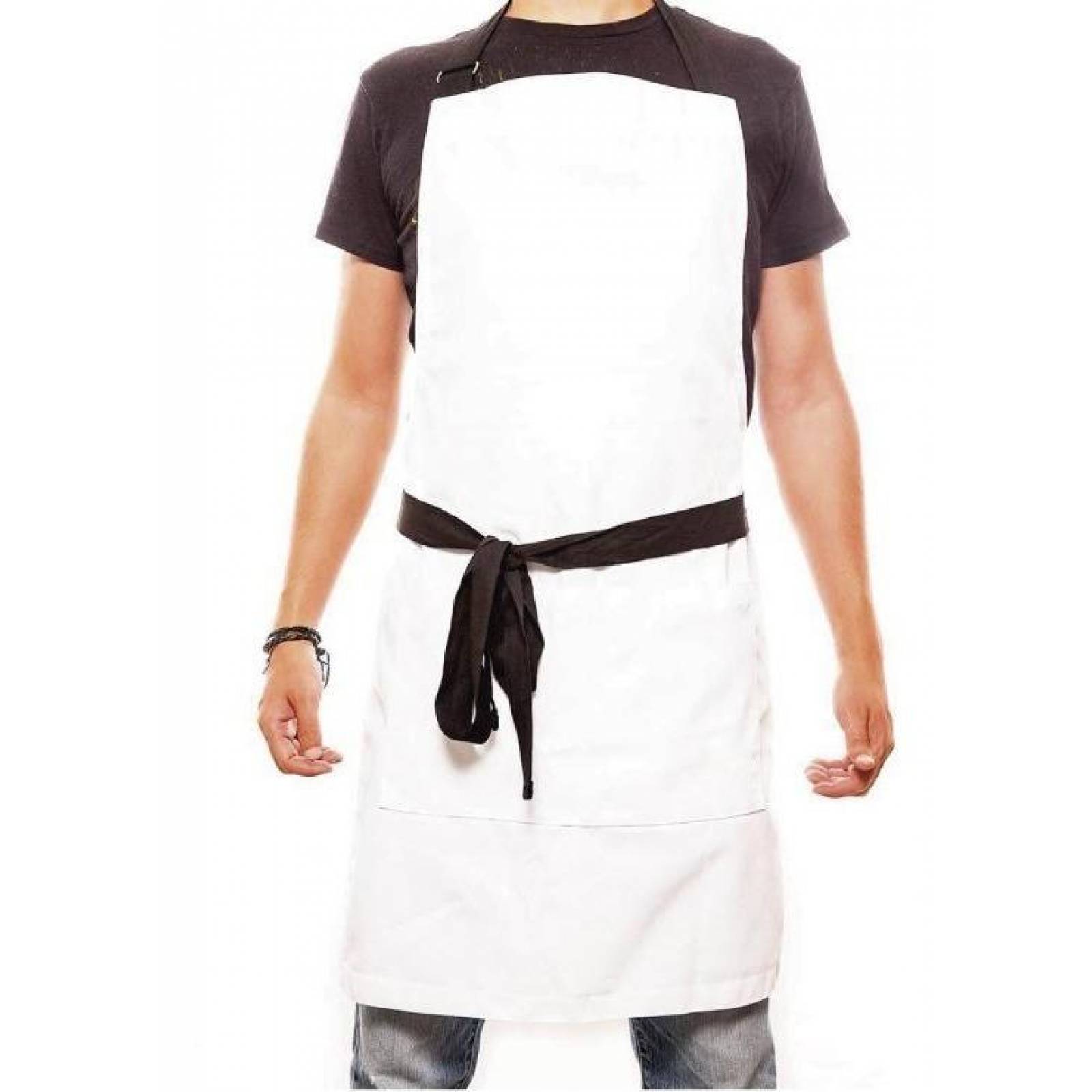 Mandil Delantal Pesani Básico Gabardina 100% Algodón Blanco