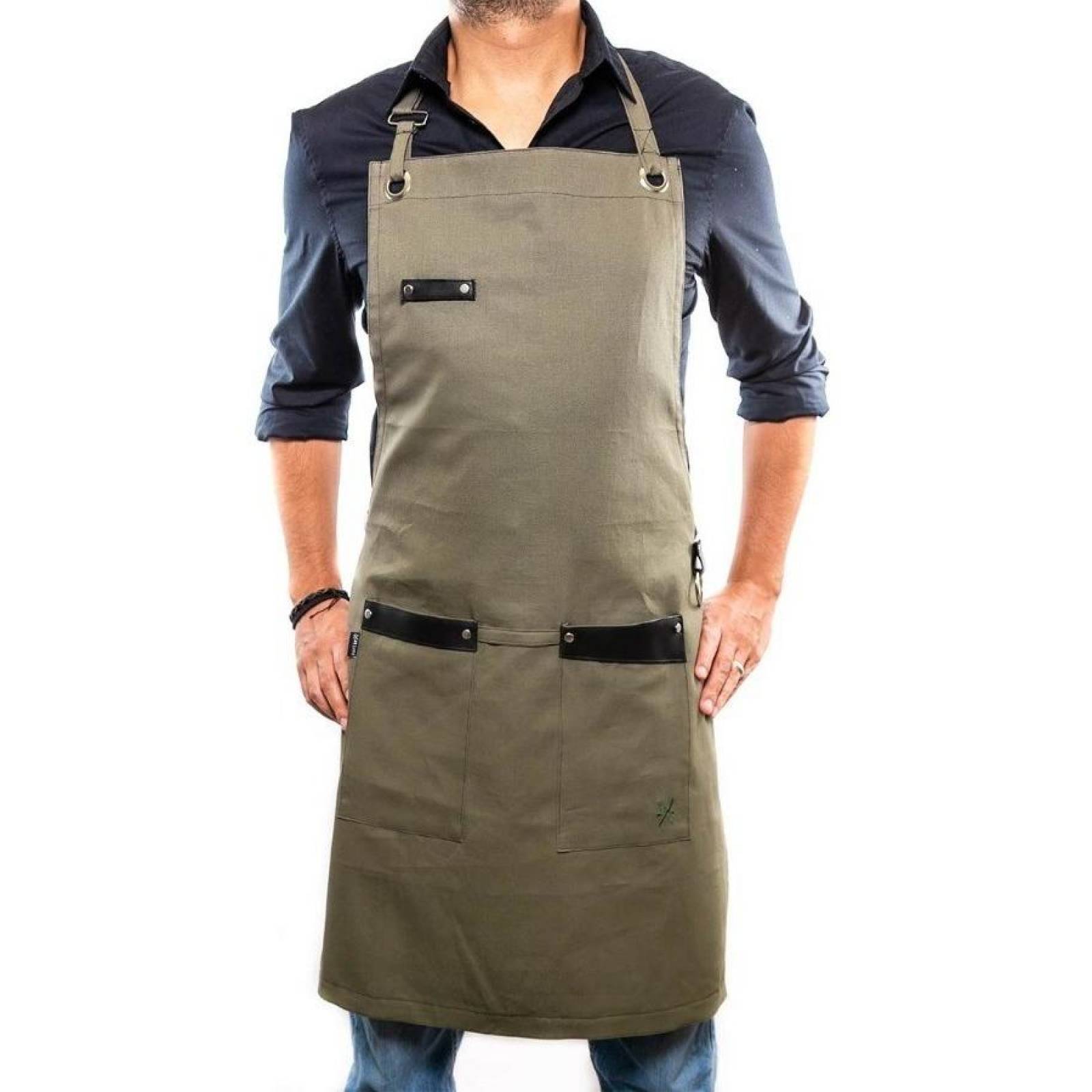 Mandil Delantal Pesani Para Parrilleros, Meseros, Barbería, Pintores |unisex| Fabricado En Gabardina Esmeralda