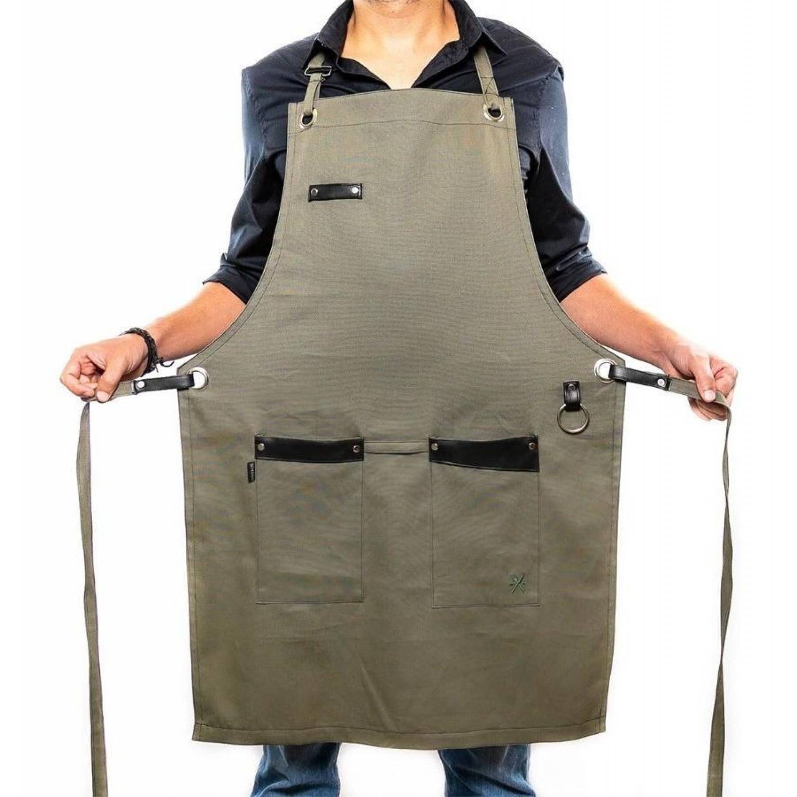 Mandil Delantal Pesani Para Parrilleros, Meseros, Barbería, Pintores |unisex| Fabricado En Gabardina Esmeralda