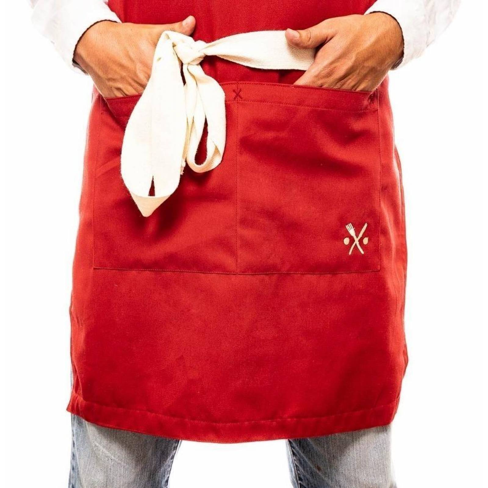 3 Pack de Mandil Delantal Pesani Básico Gabardina Rojo