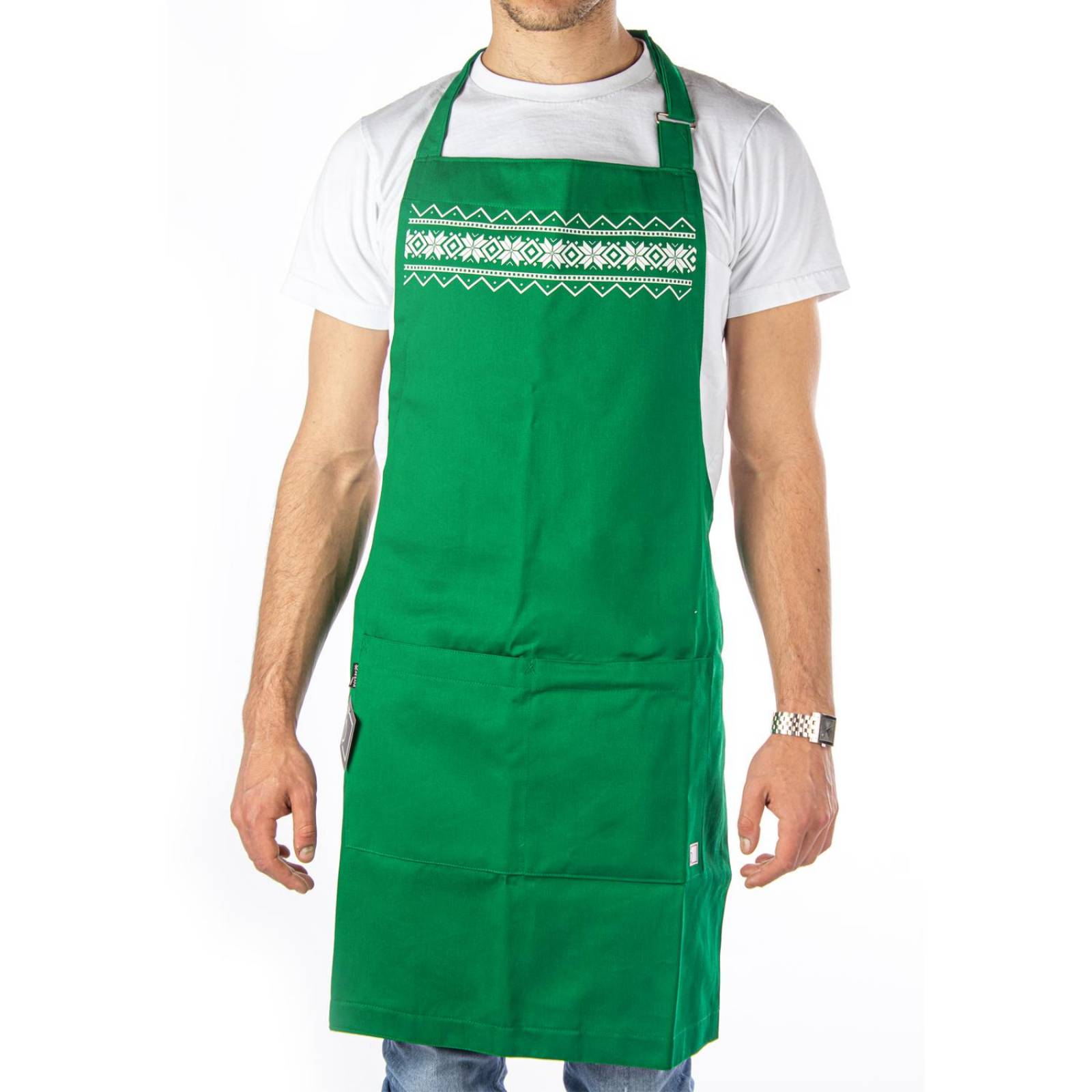 Mandil Delantal Navideño Pesani, Gabardina 100% Algodón Verde