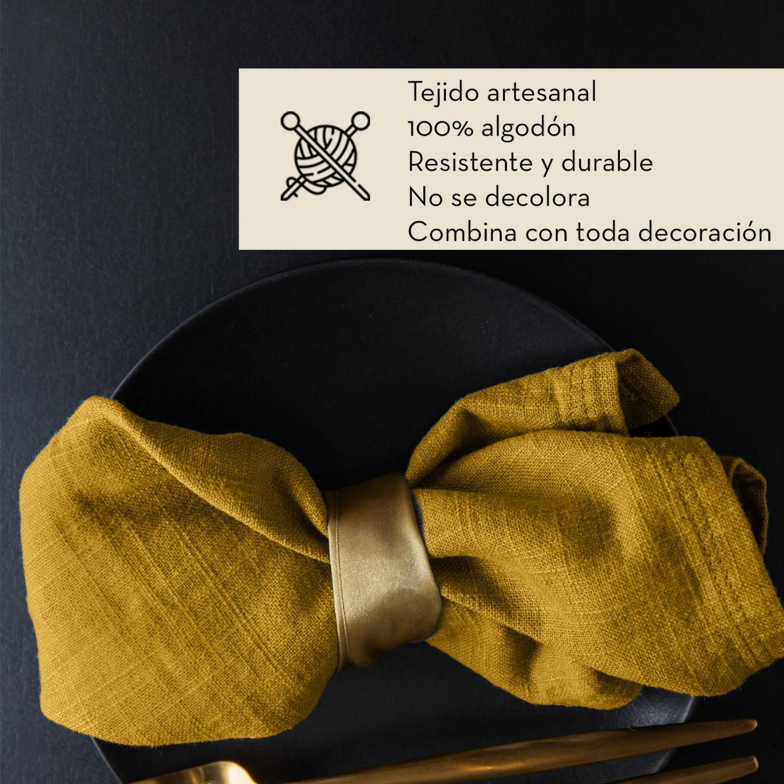 Manteles Individuales de Mesa, Artesanales, 4pz, Pesani Amarillo