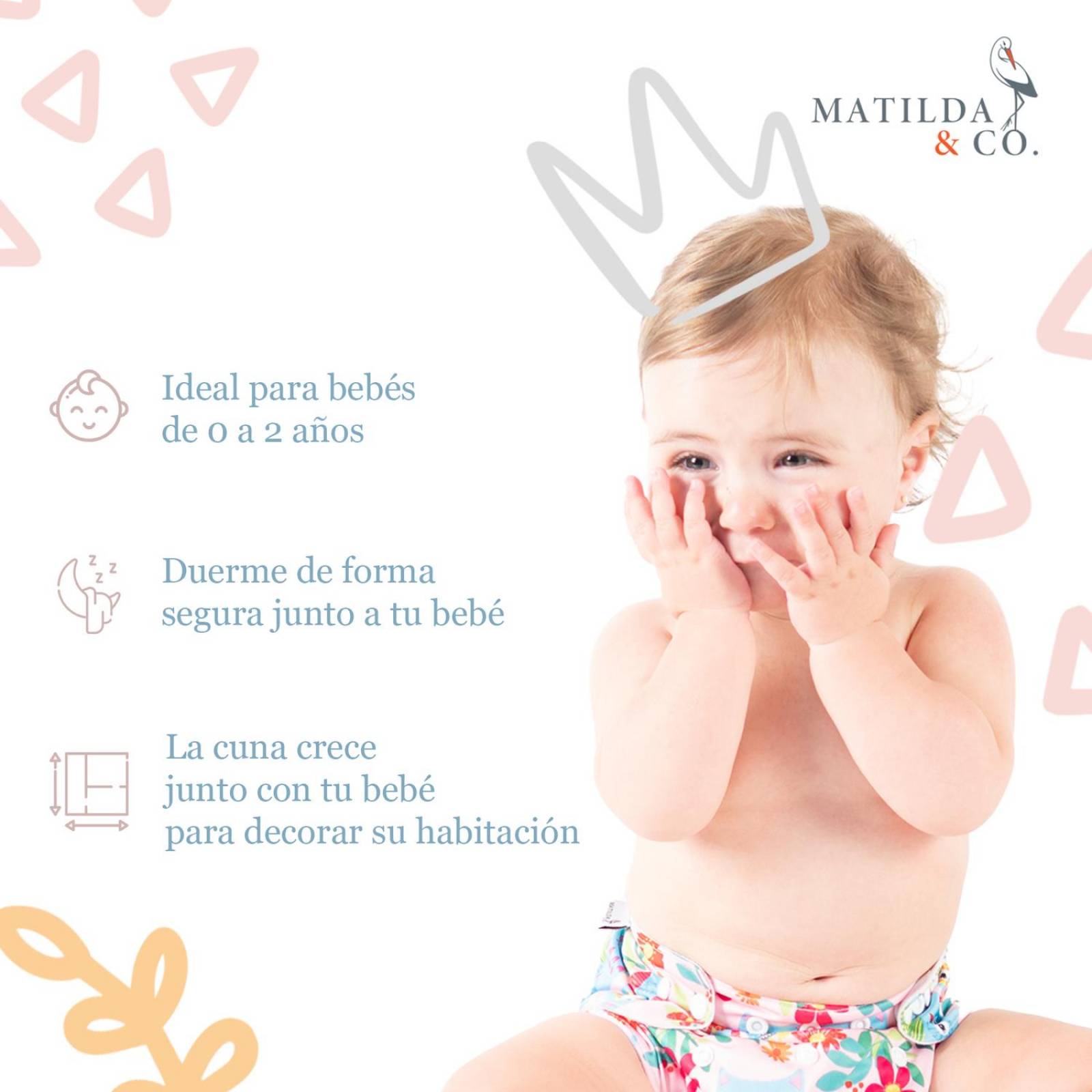 Cuna 4 en 1 Matilda&CoCama Cuna Colecho de Madera para Bebe Unitalla Gris