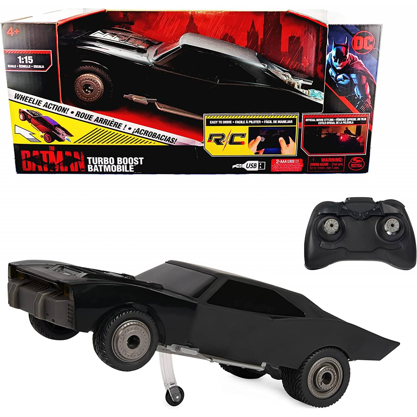 Vehículo A Control Remoto Batman Rc Batimóvil Turbo Boost 4+.