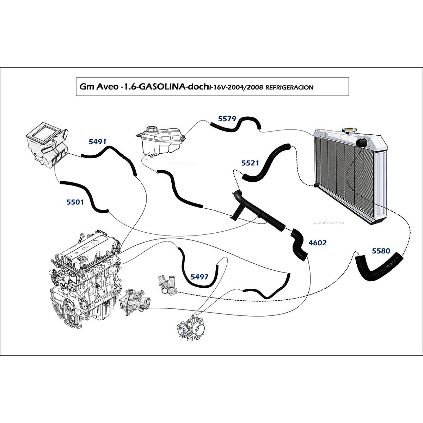 Manguera Radiador Aveo 2007-2018 1.6 Superior