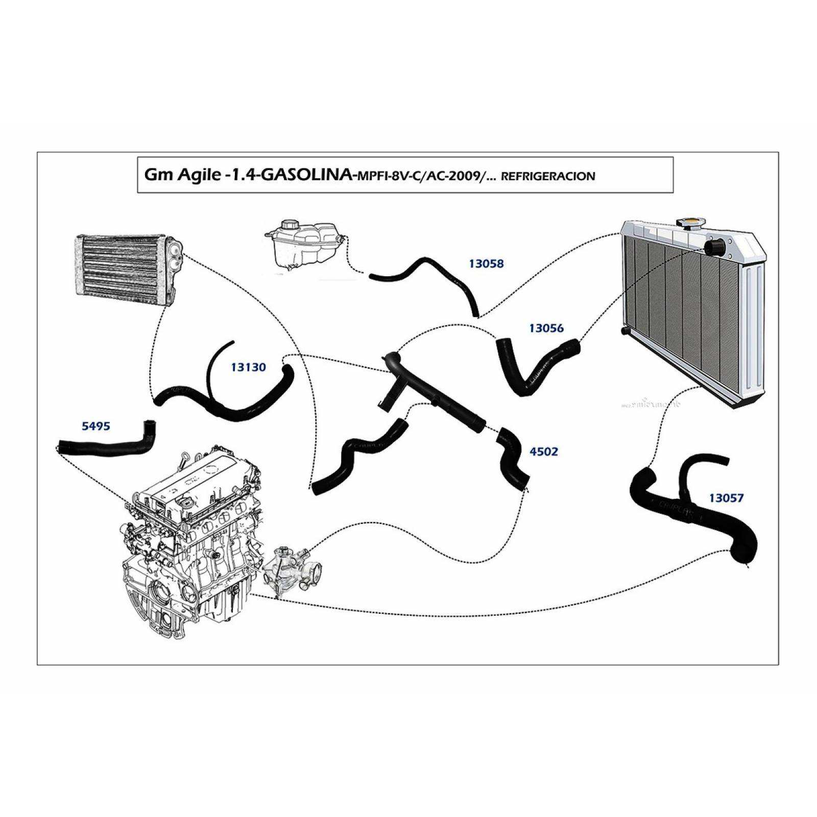 Manguera Refrigeracion Chevy 1997-2013 1.6 Tubo A Motor