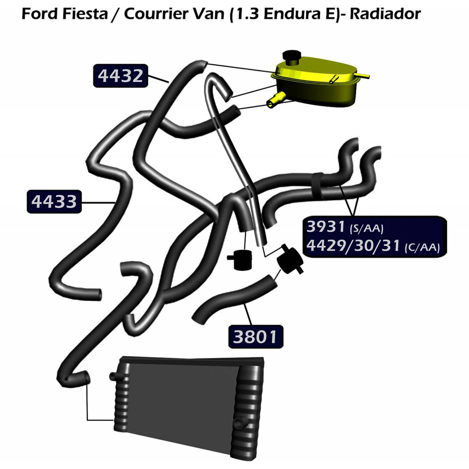 Manguera Radiador Fiesta 96-99 1.3 Inf Gasolina