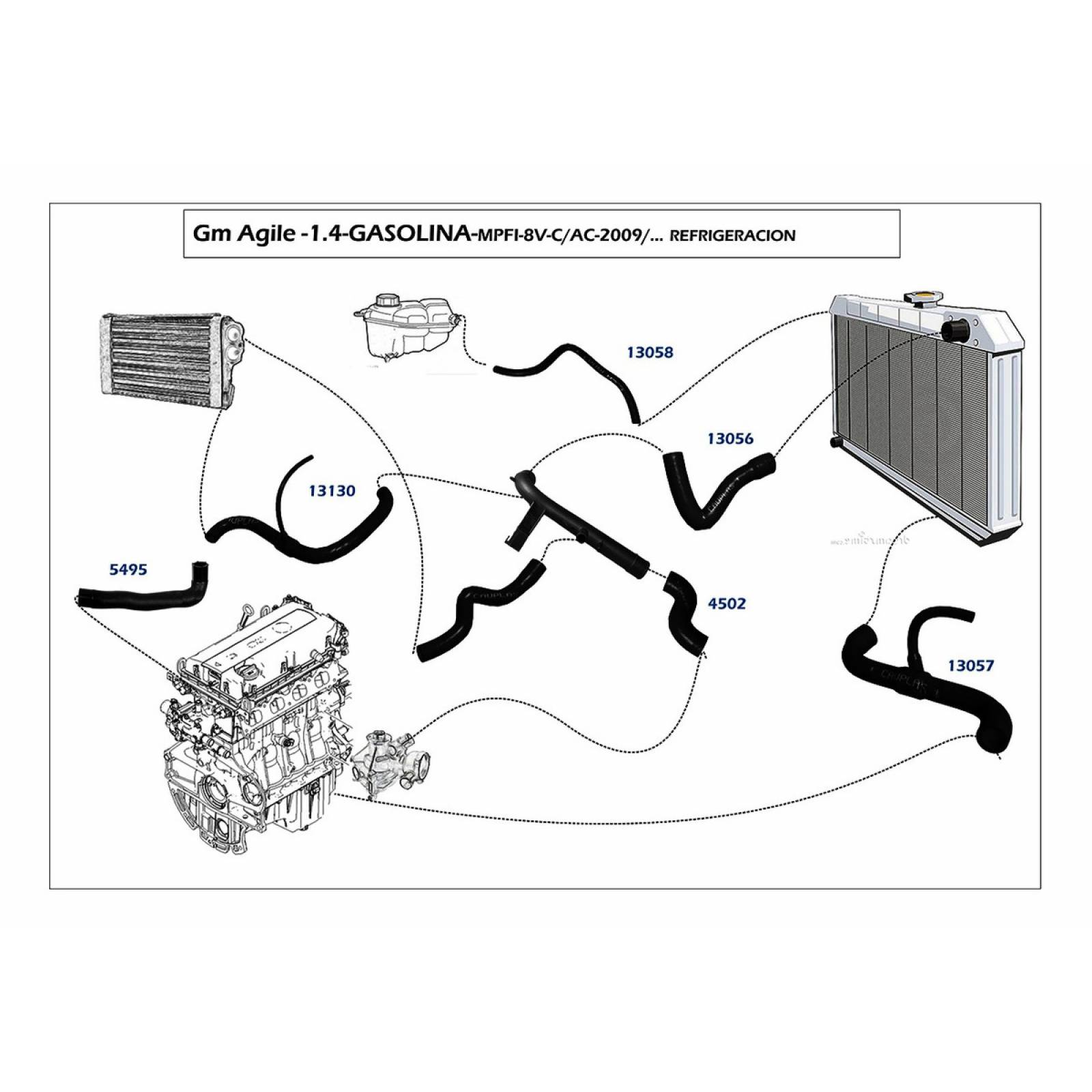 Manguera Refrigeracion Chevy 1994-1996 1.4 Tubo A Motor