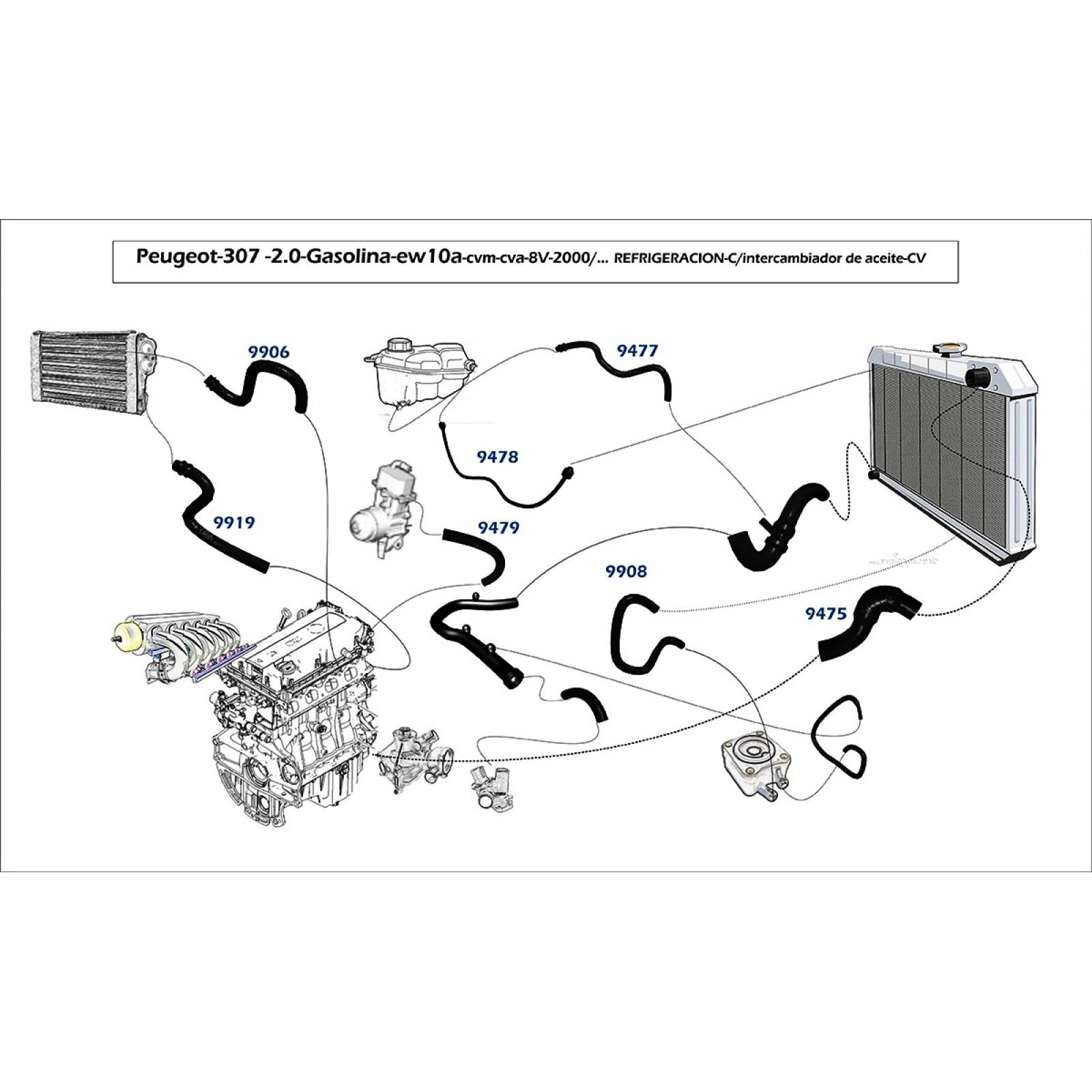 Manguera Refrigeracion Peugeot 307 03-10 2.0 De Paso