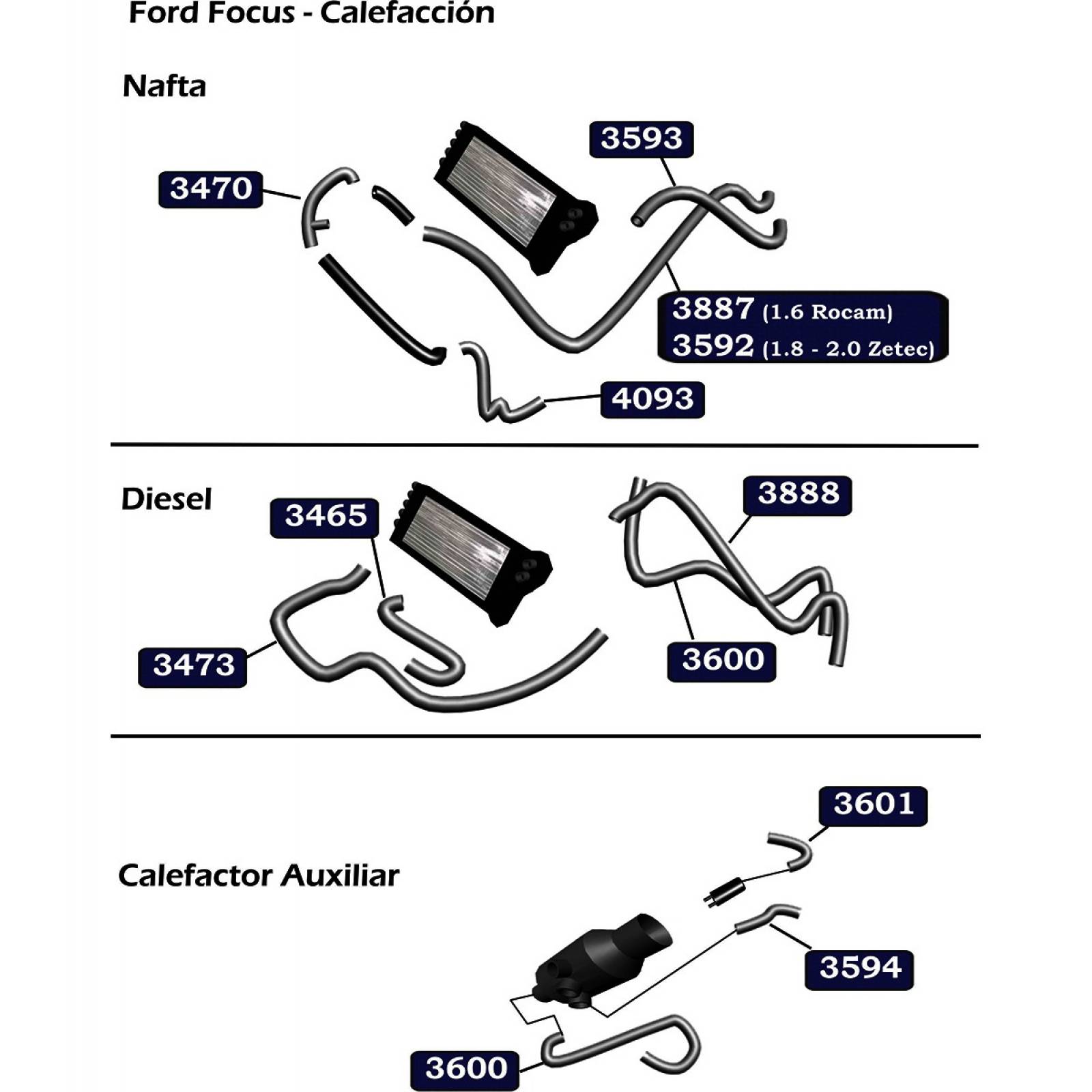 Manguera Calefaccion Focus 00-03 2.0 Gasolina